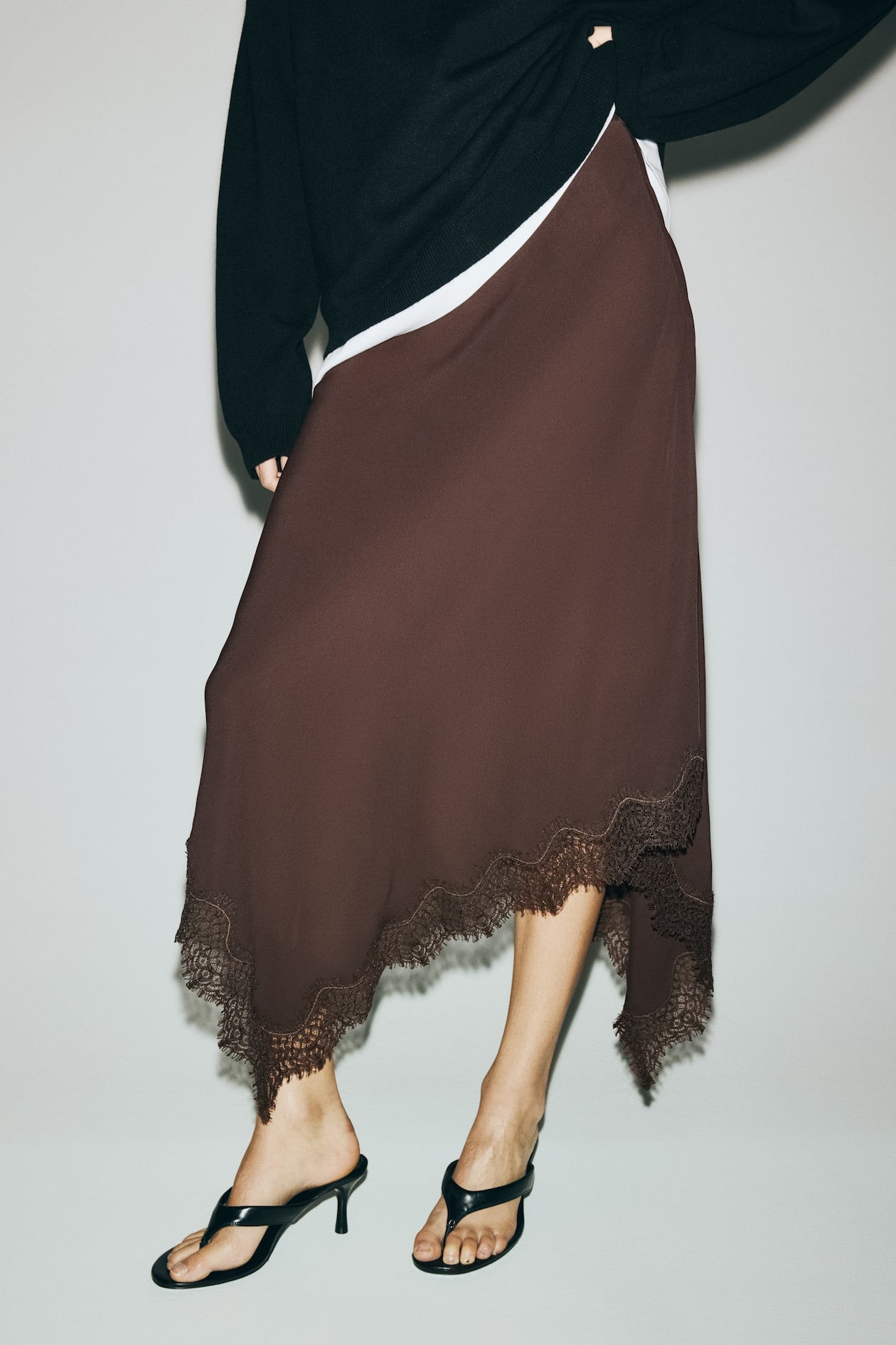 Asymmetric Viscose Satin Skirt - image 5