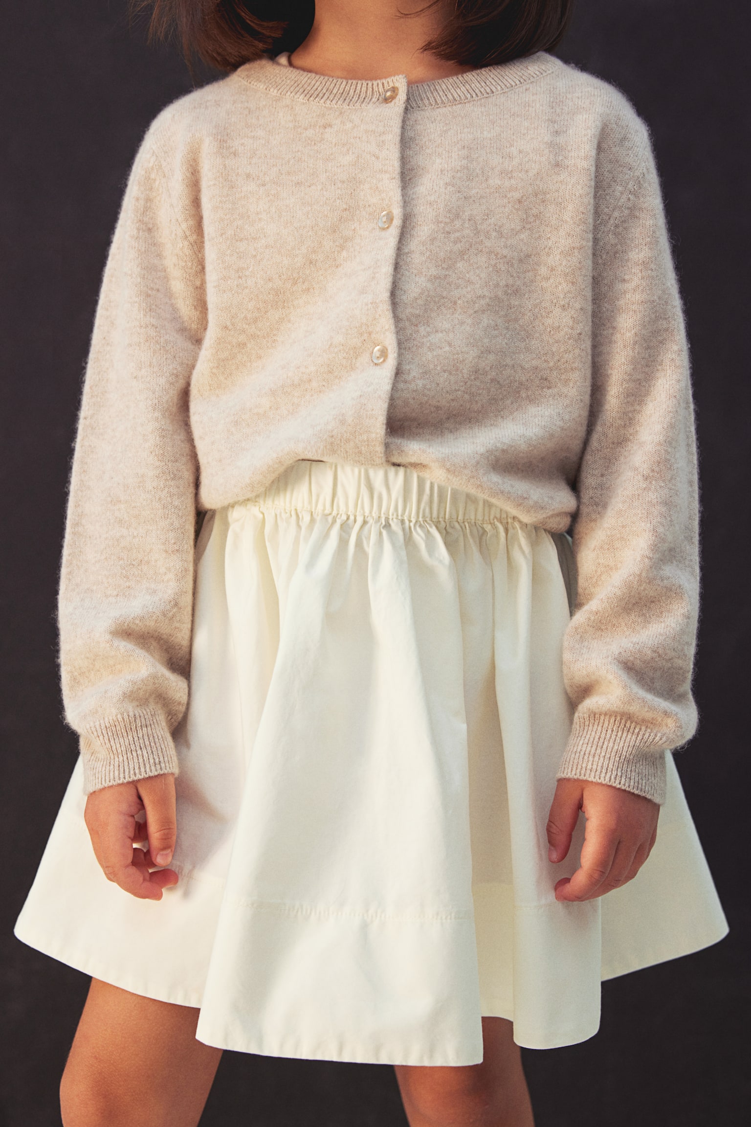 Flared cotton skirt - White/Dusty pink - 5