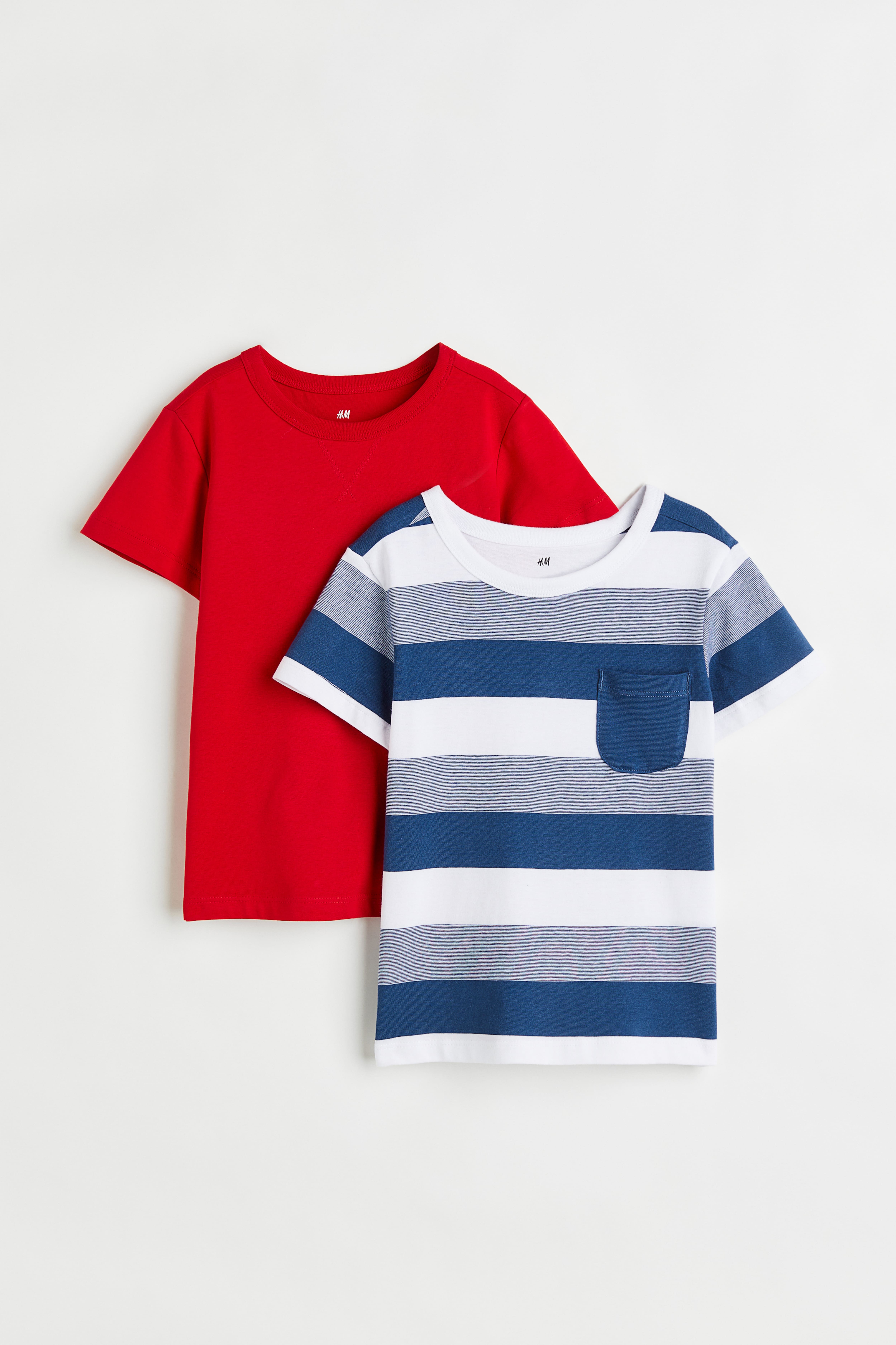 2 pack Cotton T shirts Red striped Kids H M CA