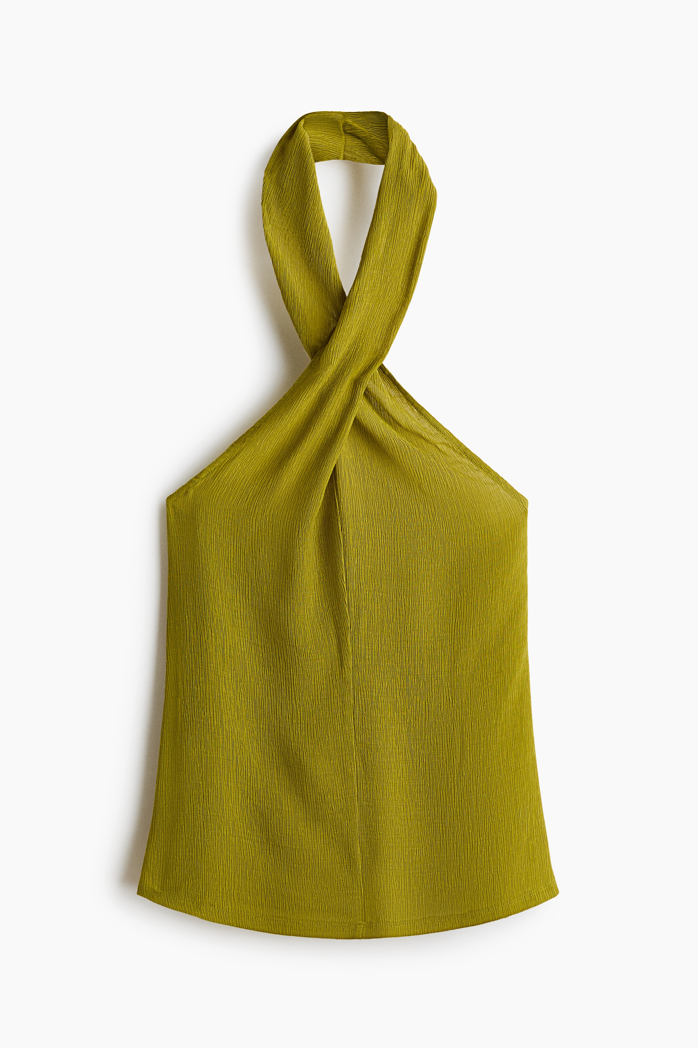 Crinkled Halterneck Top - Olive green