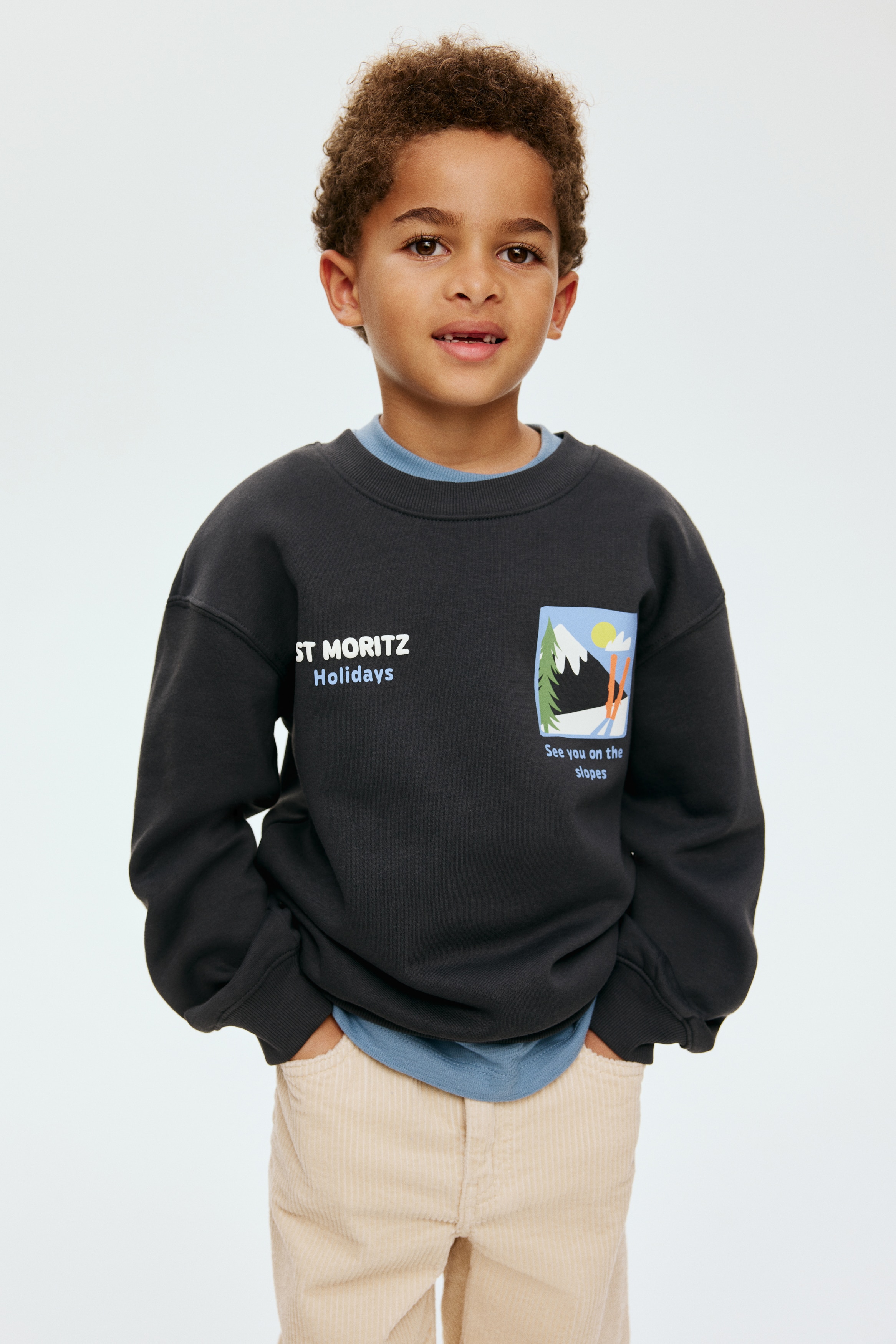 プリントスウェットシャツ - ダークグレー／St Moritz - Kids