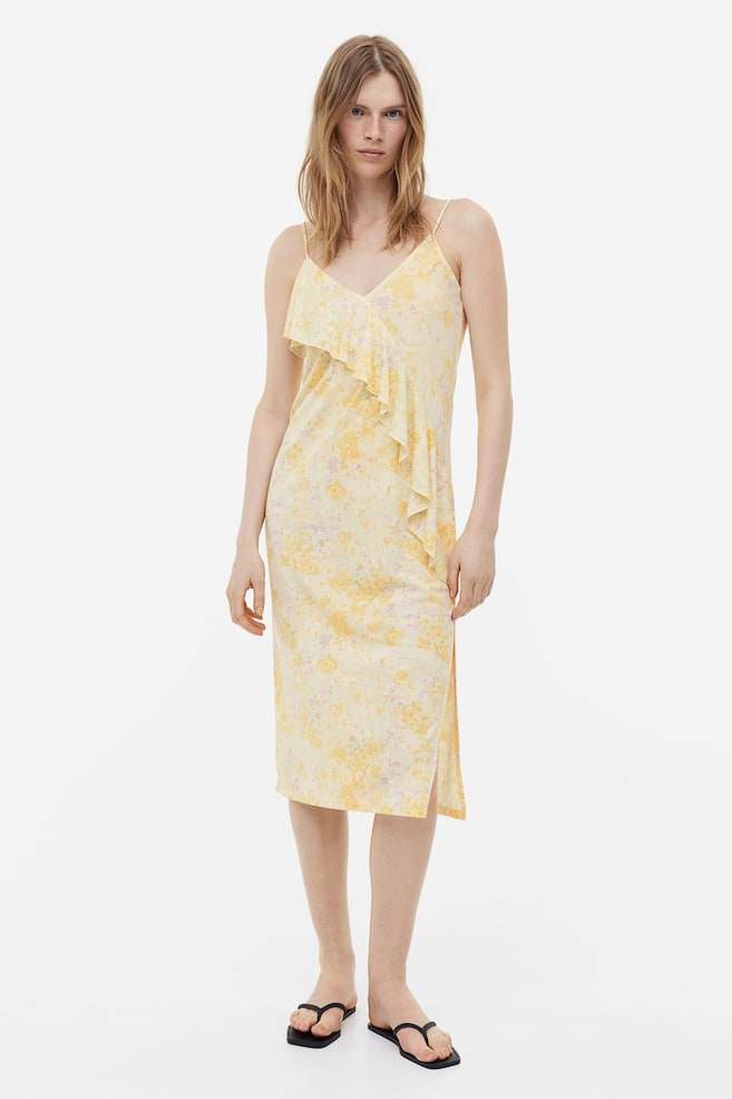 Flounce-detail slip dress - Light yellow/Floral/Black/Blue-grey - 1
