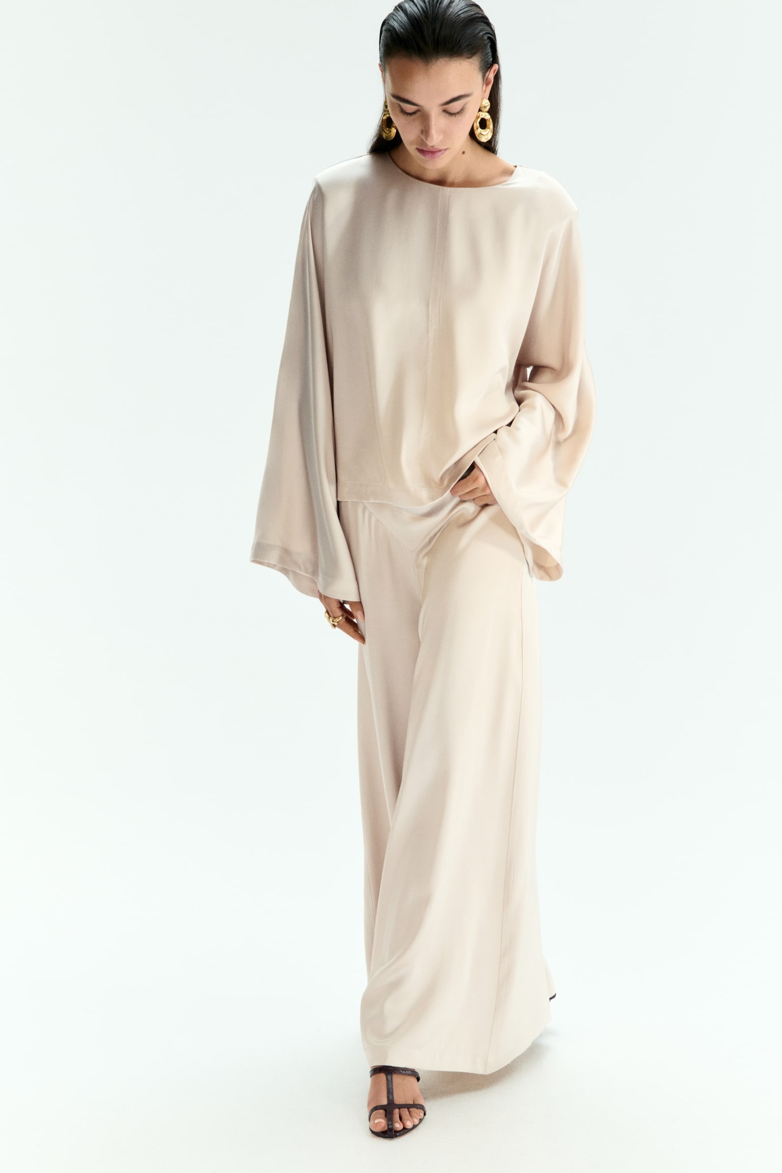 Wide-leg trousers - Beige clair - 2