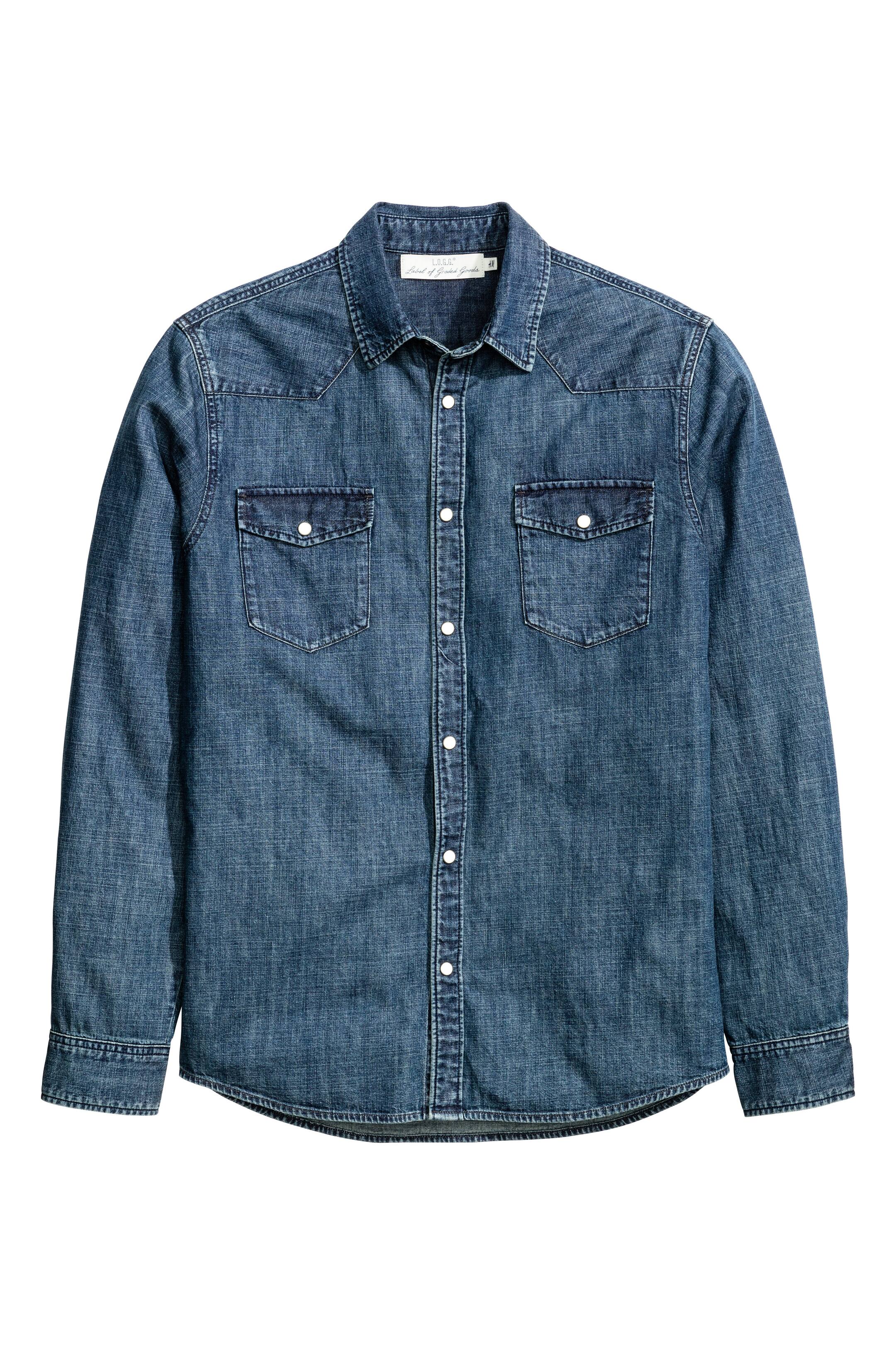 View larger image: Denim shirt - Dark denim blue - Men | H&M GB 1