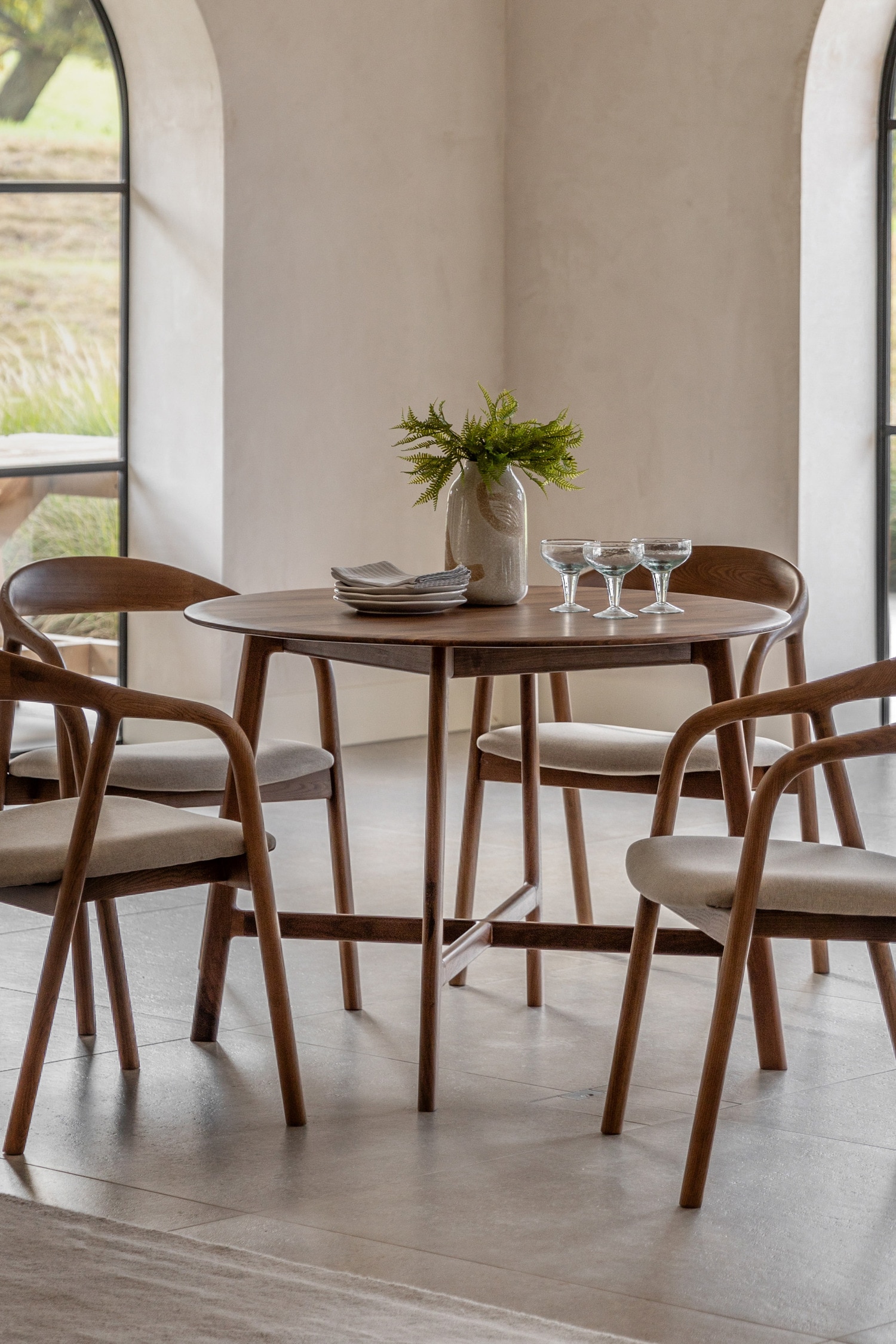 Wooden Round Dining Table - Dark Wood