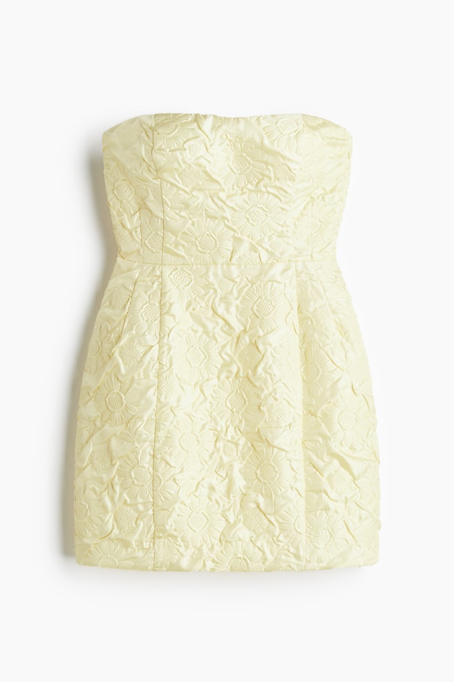 Embossed mini dress - Light yellow/Black - 1