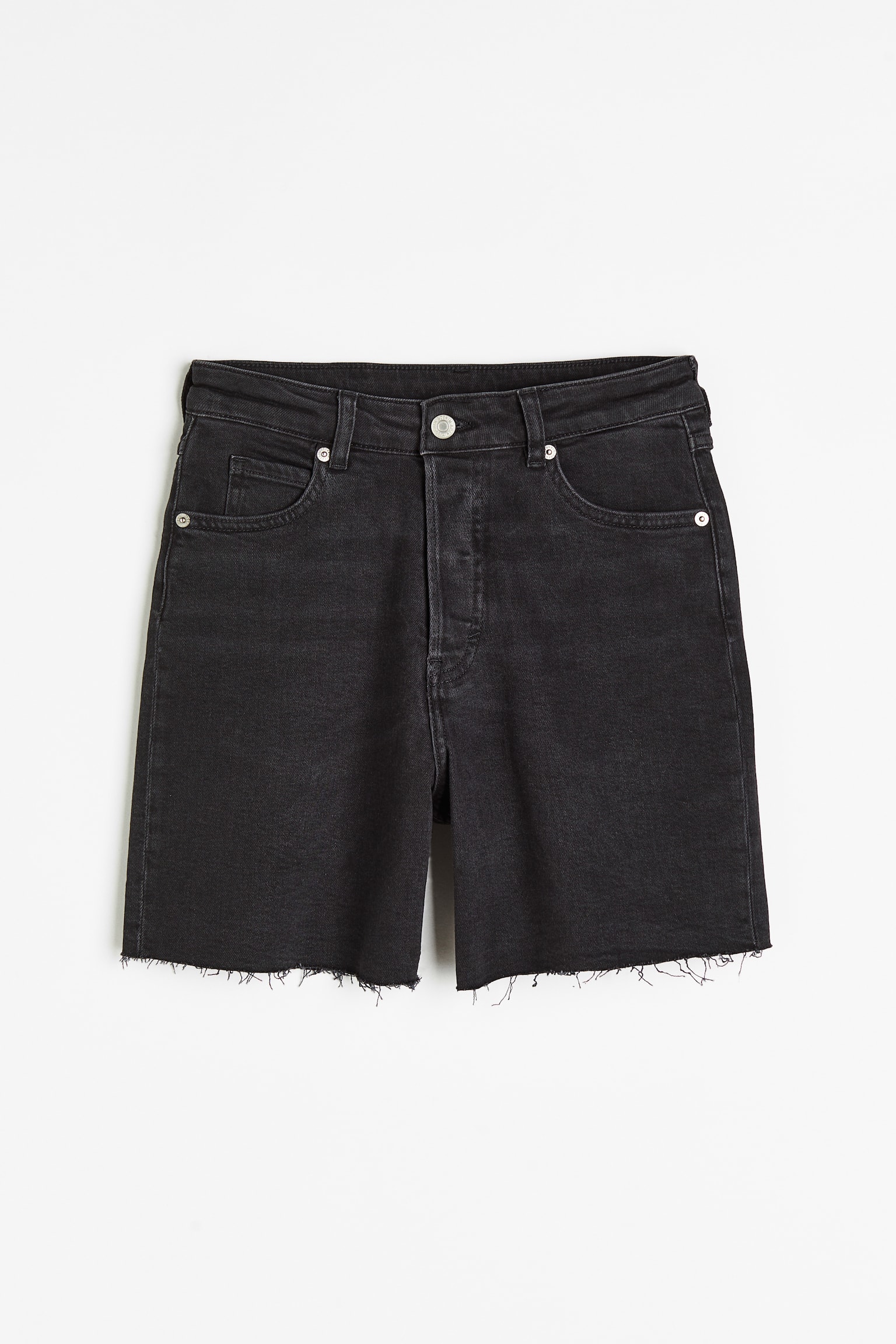 90's Cutoff High Waist Shorts - Black/Denim blue - 1