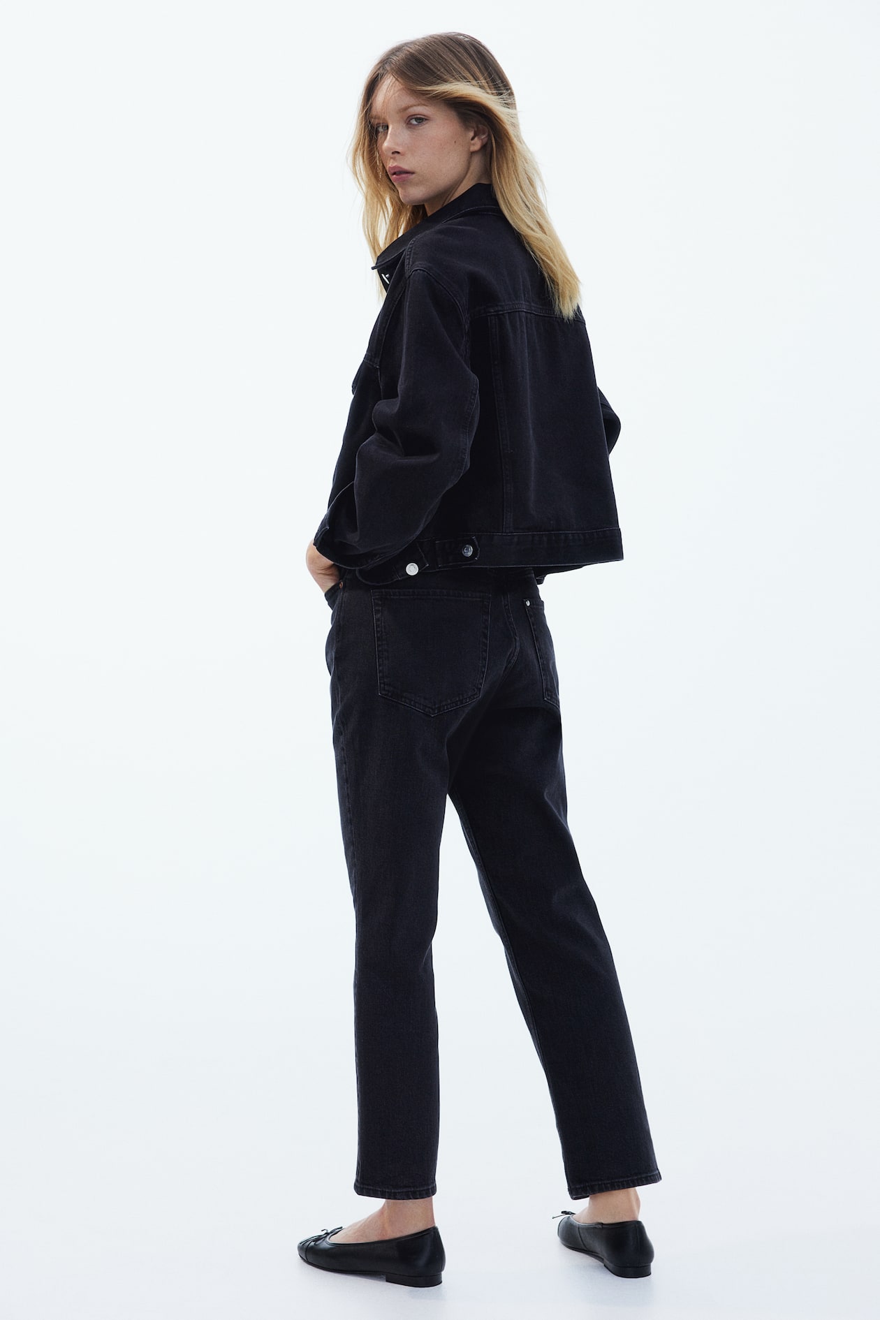 Curvy Fit Slim Straight High Ankle Jeans Black Ladies H&M AU