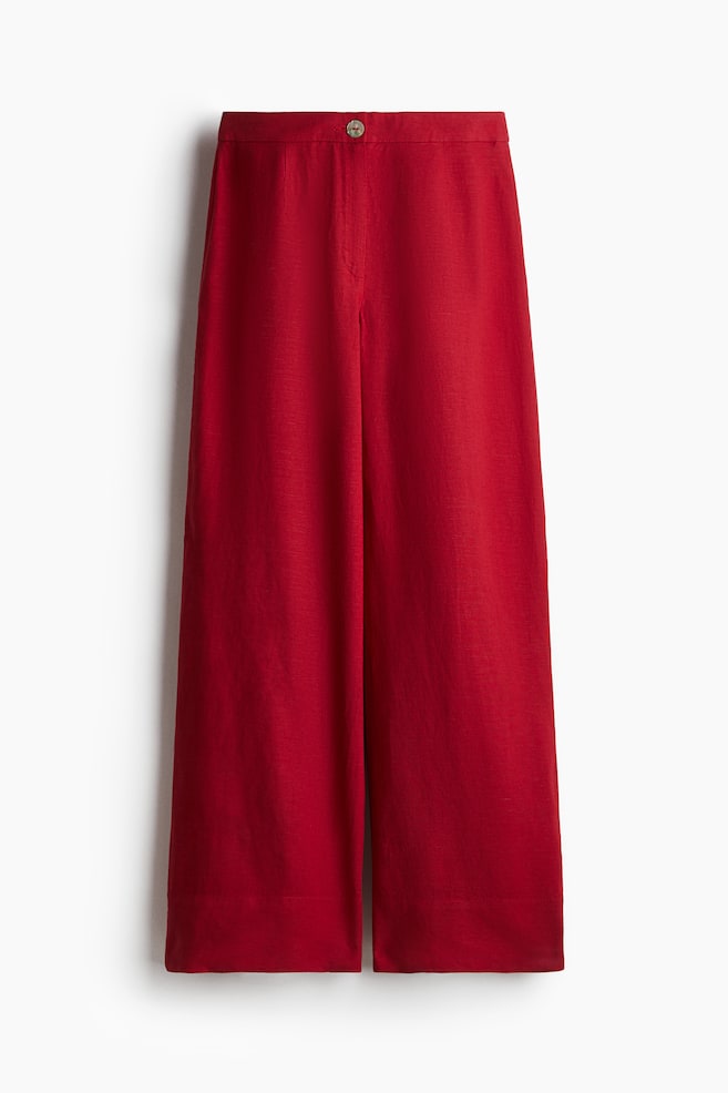Linen-blend trousers - Red - 1