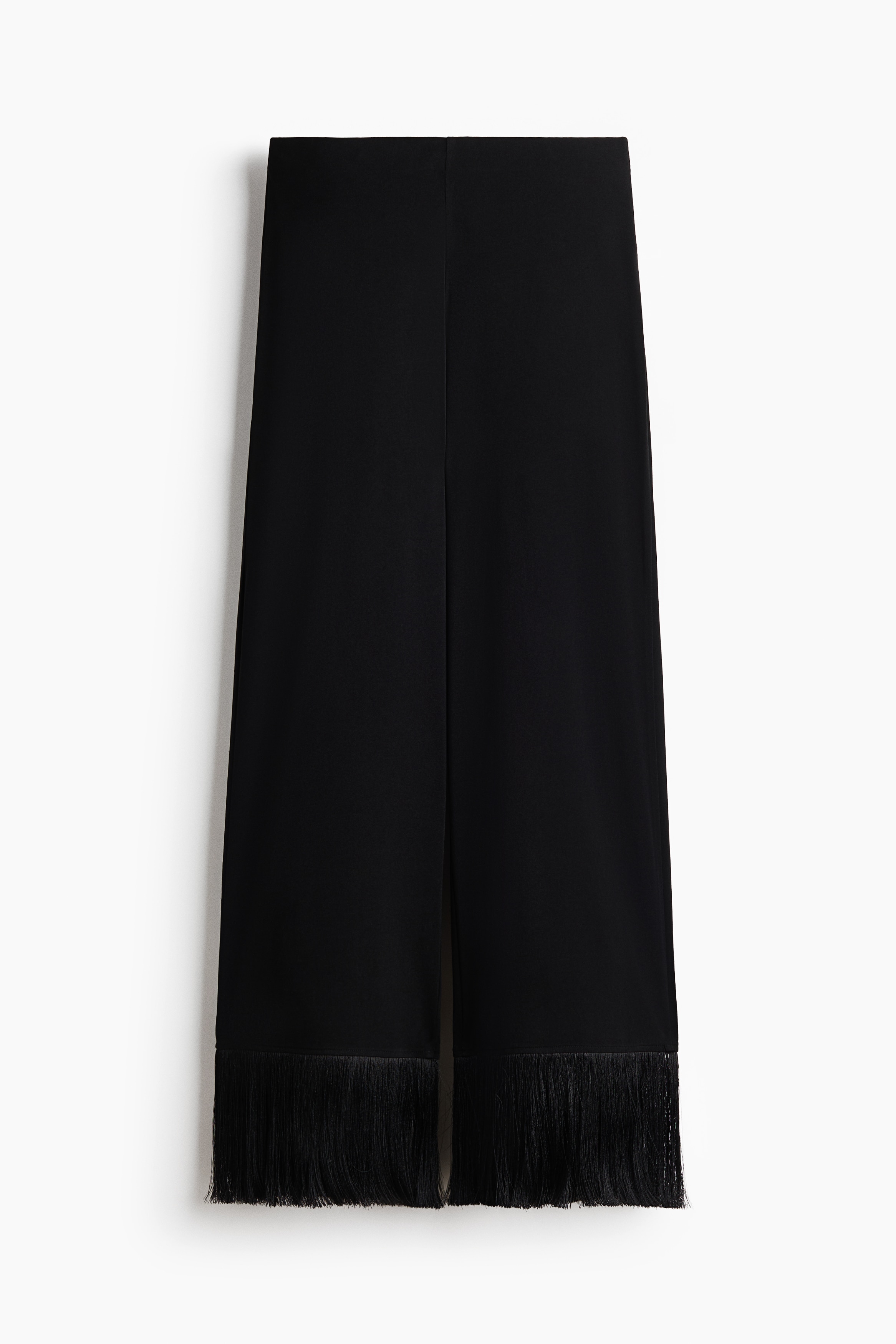 Fringe-Trimmed Jersey Pants - Black