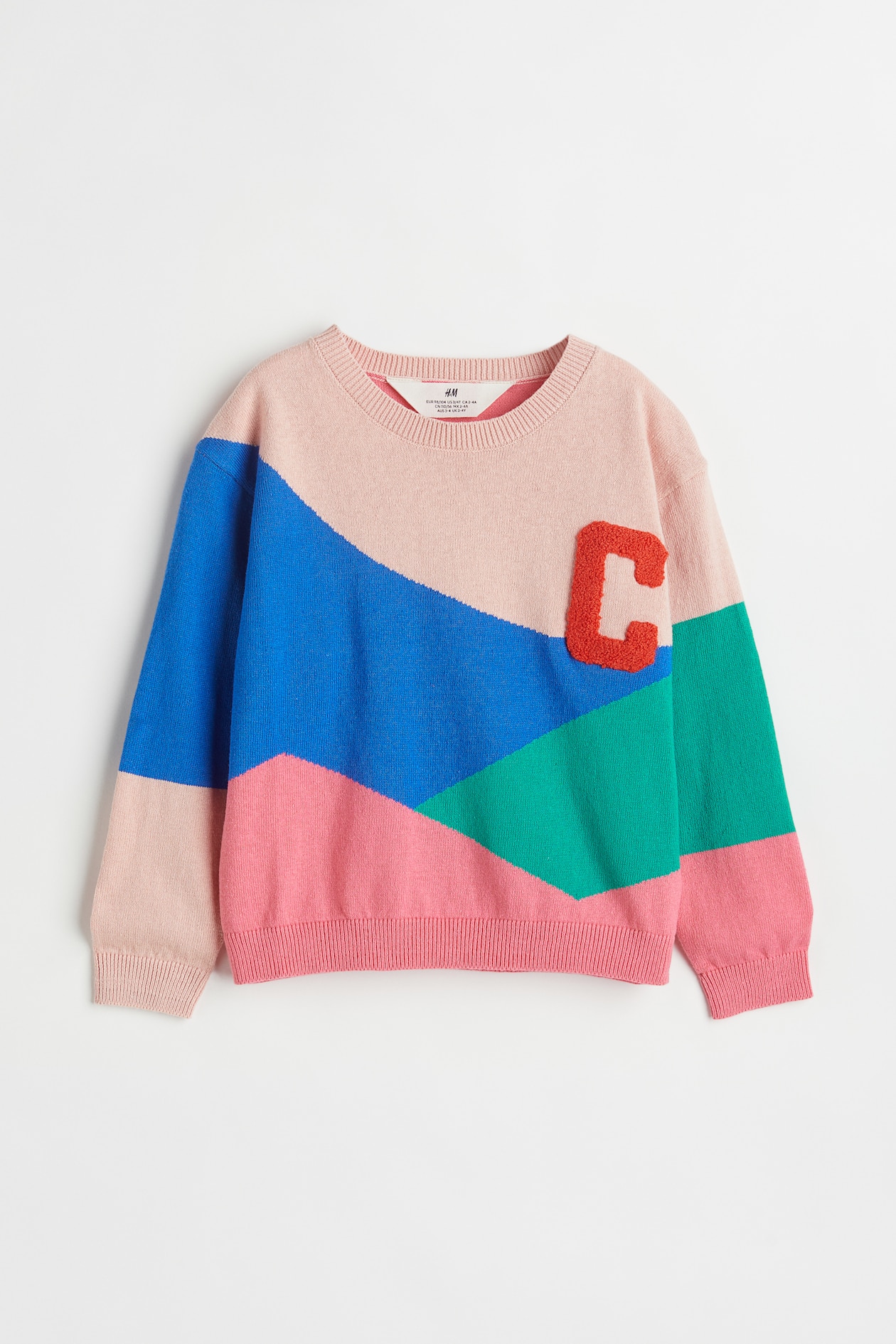 Motif-detail Sweater - Round Neck - Long sleeve - Dusty pink/color ...