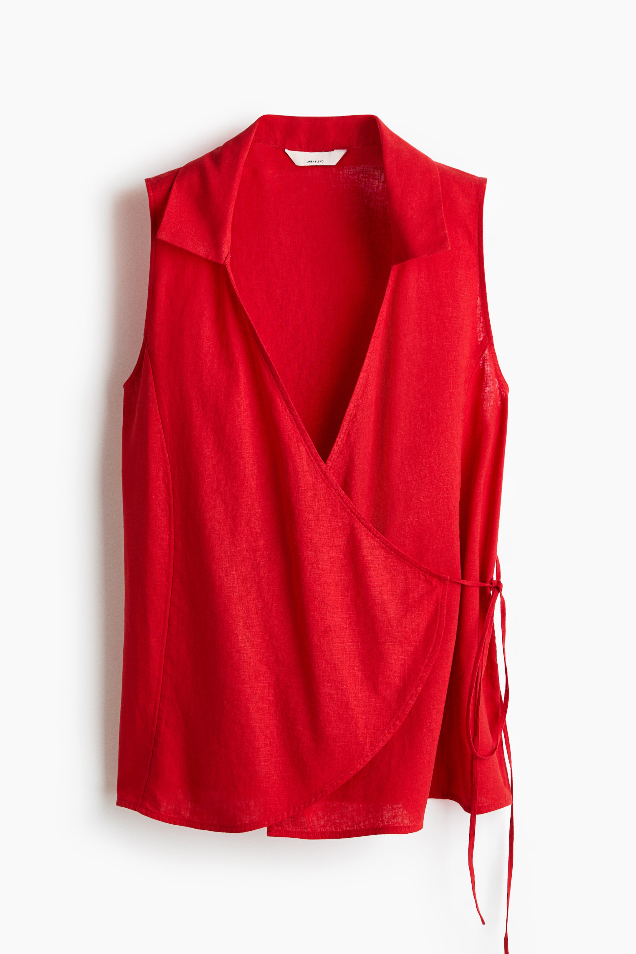 Linen-Blend Wrap Top