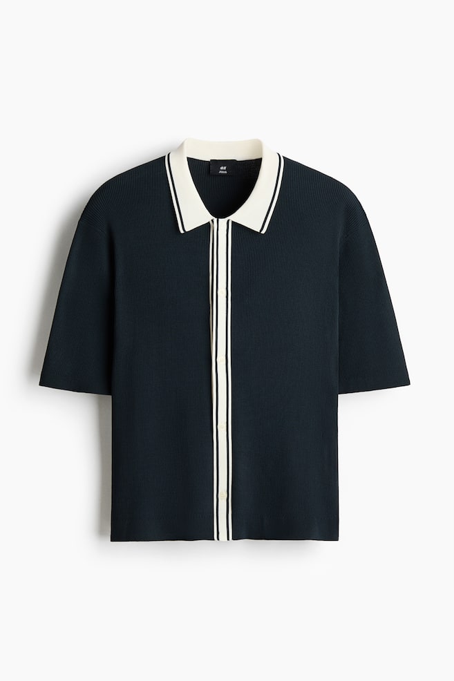Regular Fit Fine Knit Shirt - Dark blue/Blue - 1