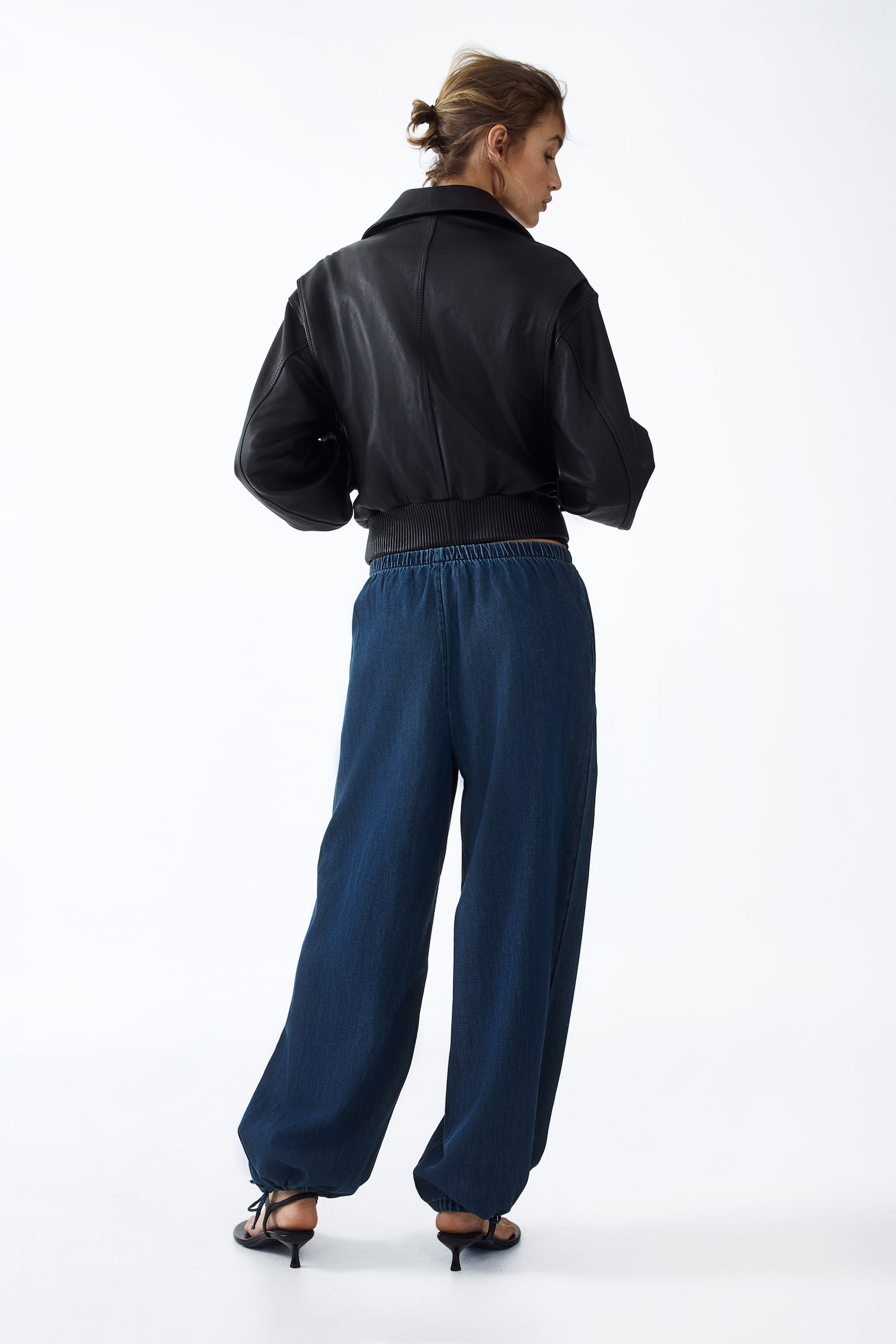 Balloon-leg denim trousers - Dark denim blue/Black/Light denim blue/Dark greige - 4