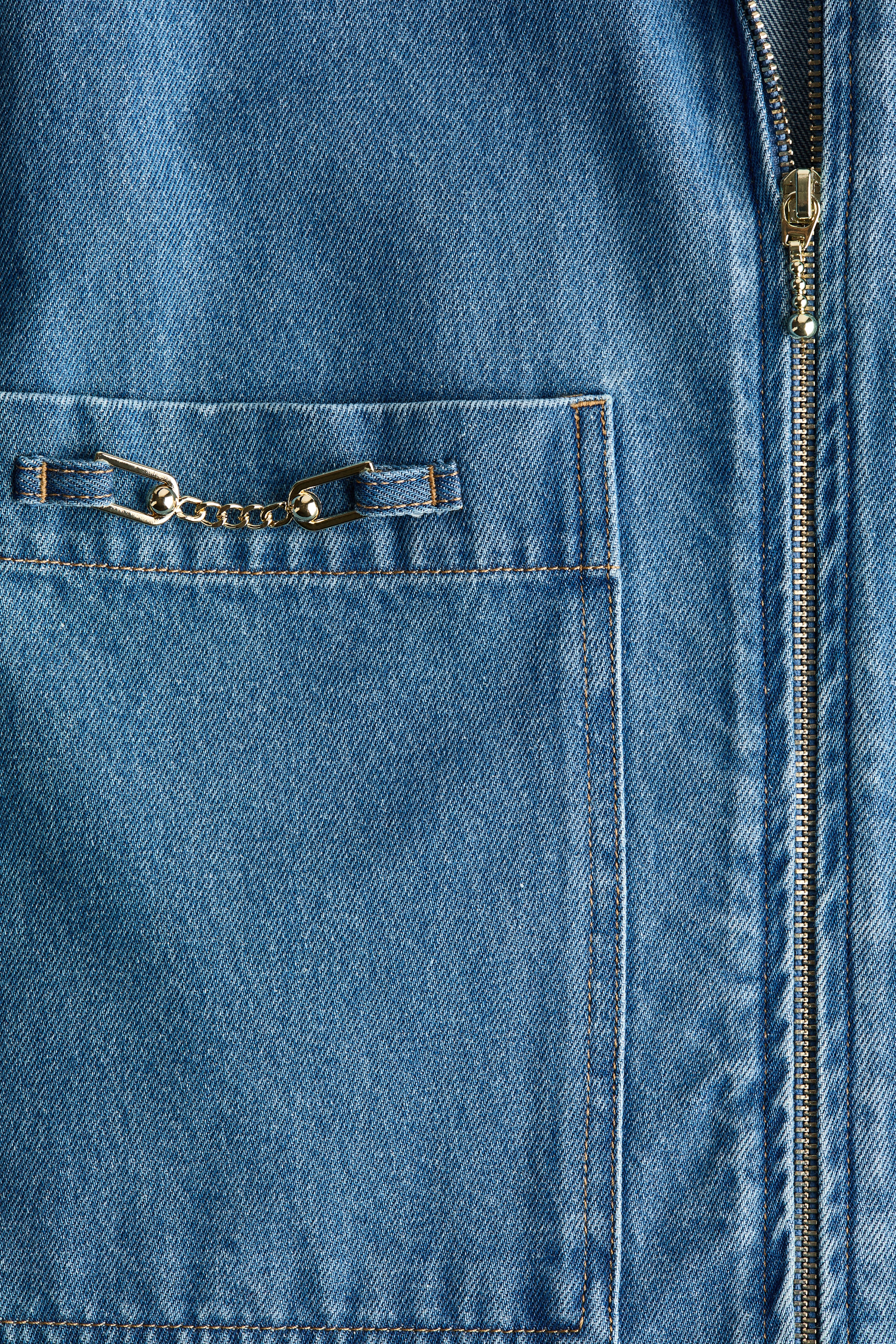 Zip-front denim dress