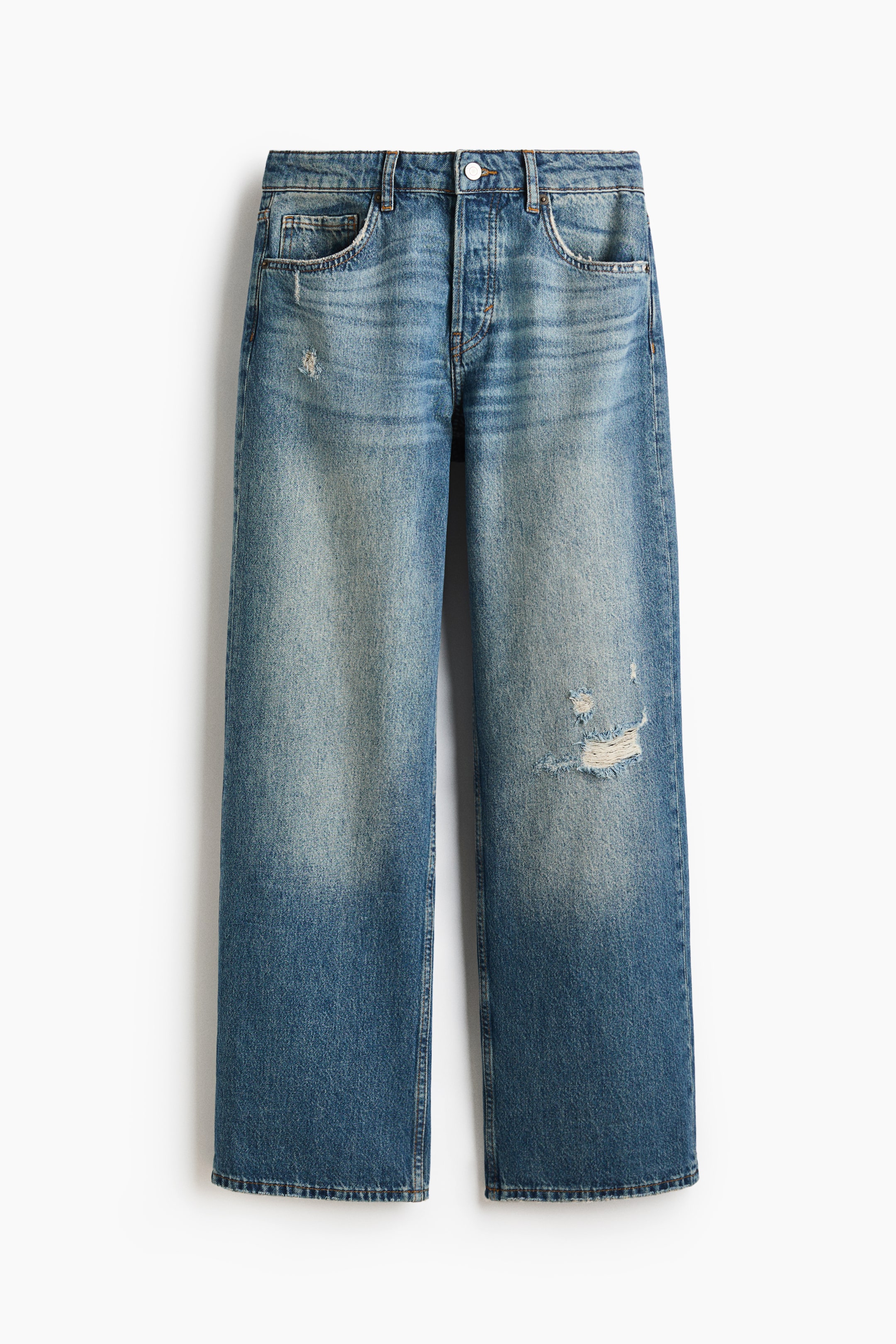 Büyük resmi görüntüle: Wide Leg Regular Waist Jeans - Kot mavisi - KADIN | H&M TR 1
