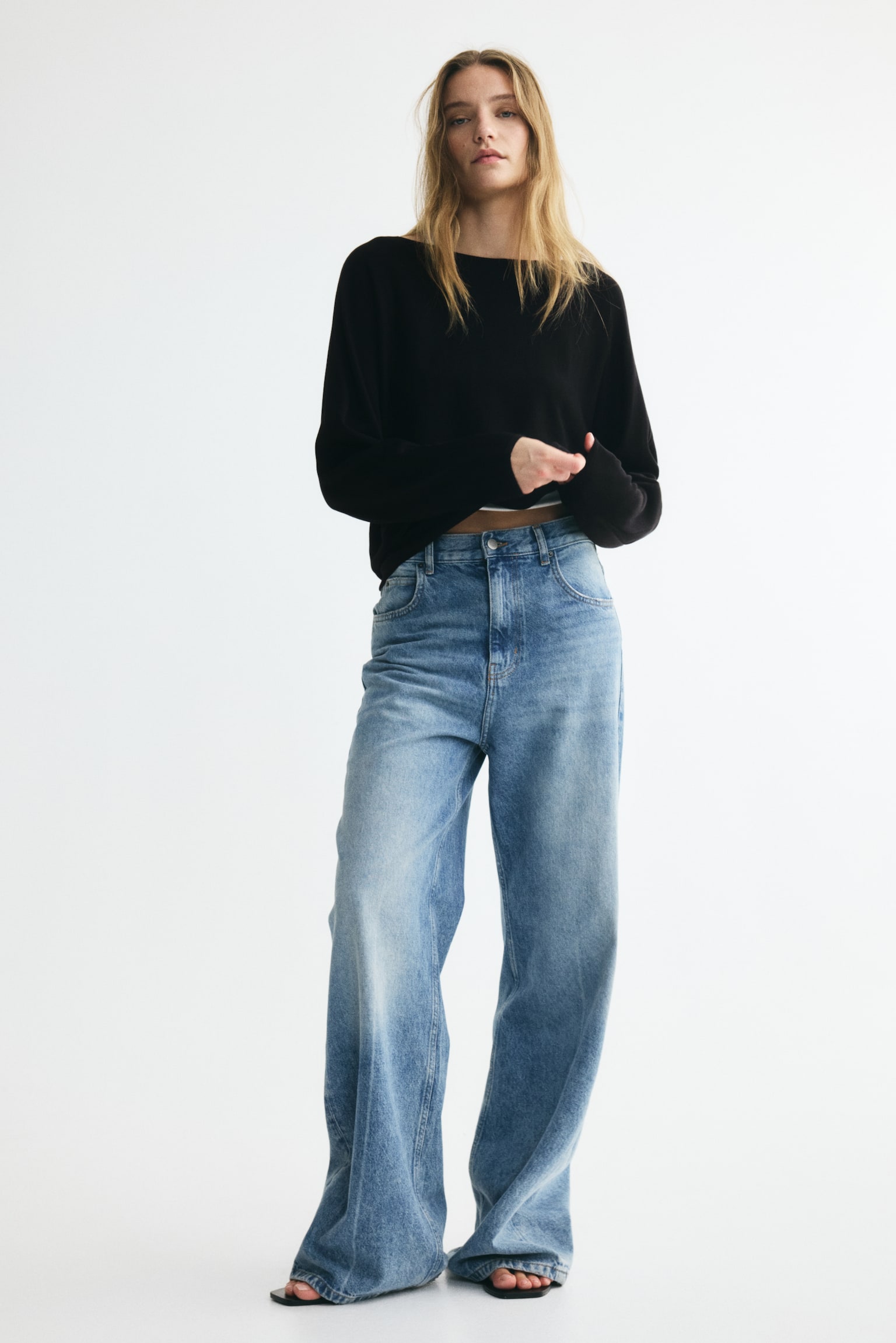 Off-the-shoulder jumper - Black/Light beige/Brown/Dark grey/Dark brown - 1