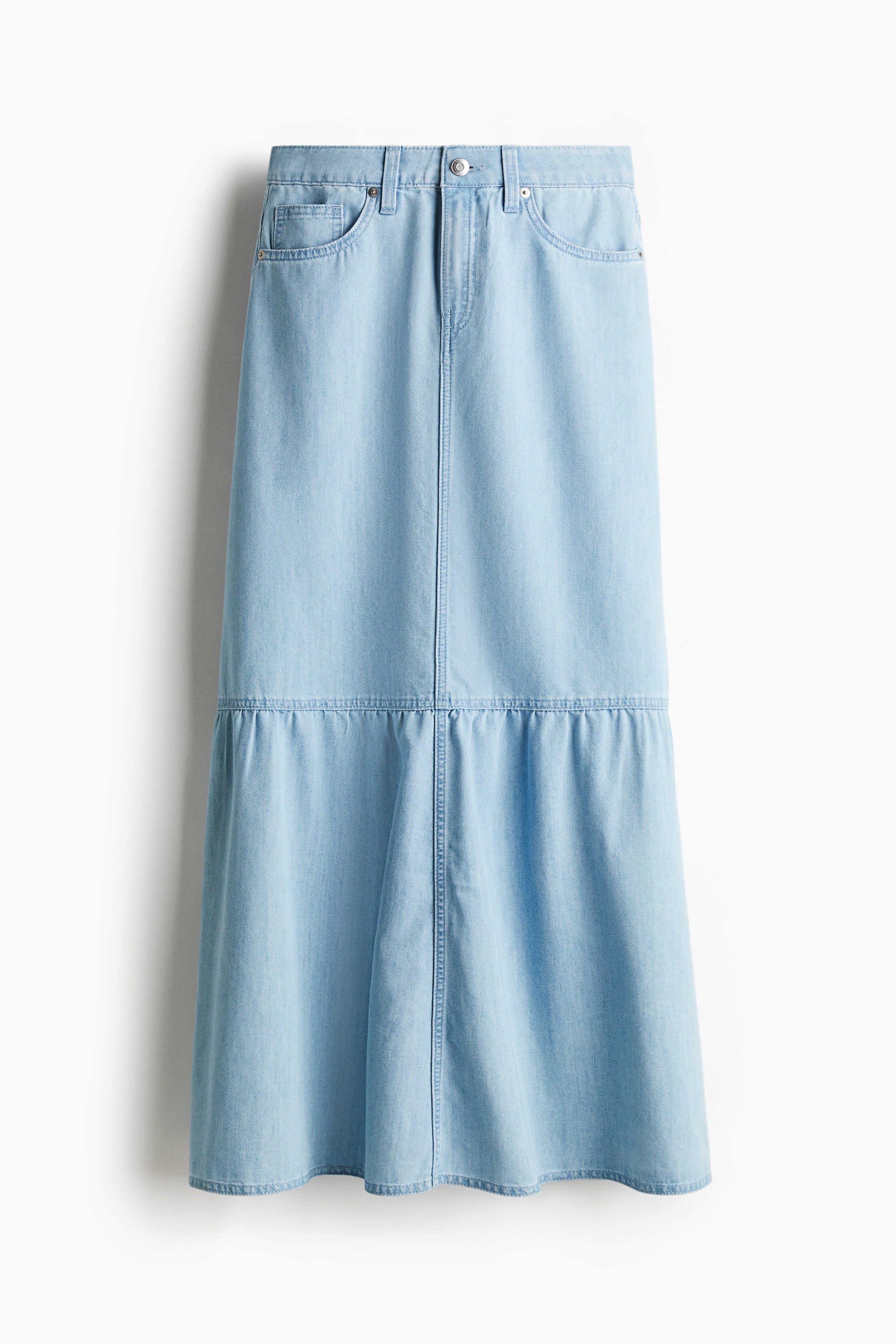 Maksi Kot Etek - Açık kot mavisi