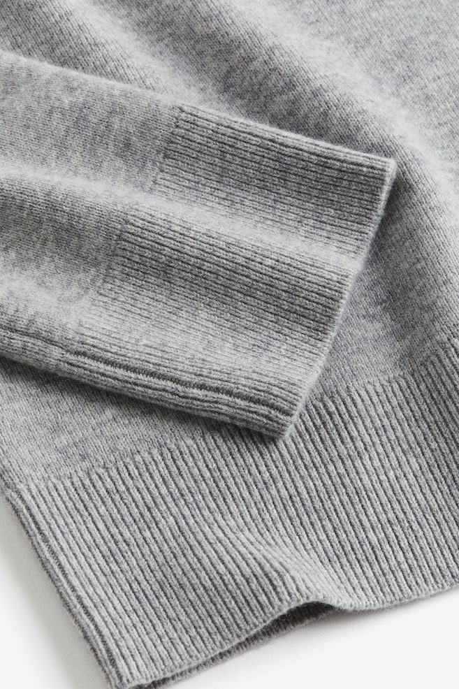 Wool-blend turtleneck jumper - Grey marl/Cream - 3