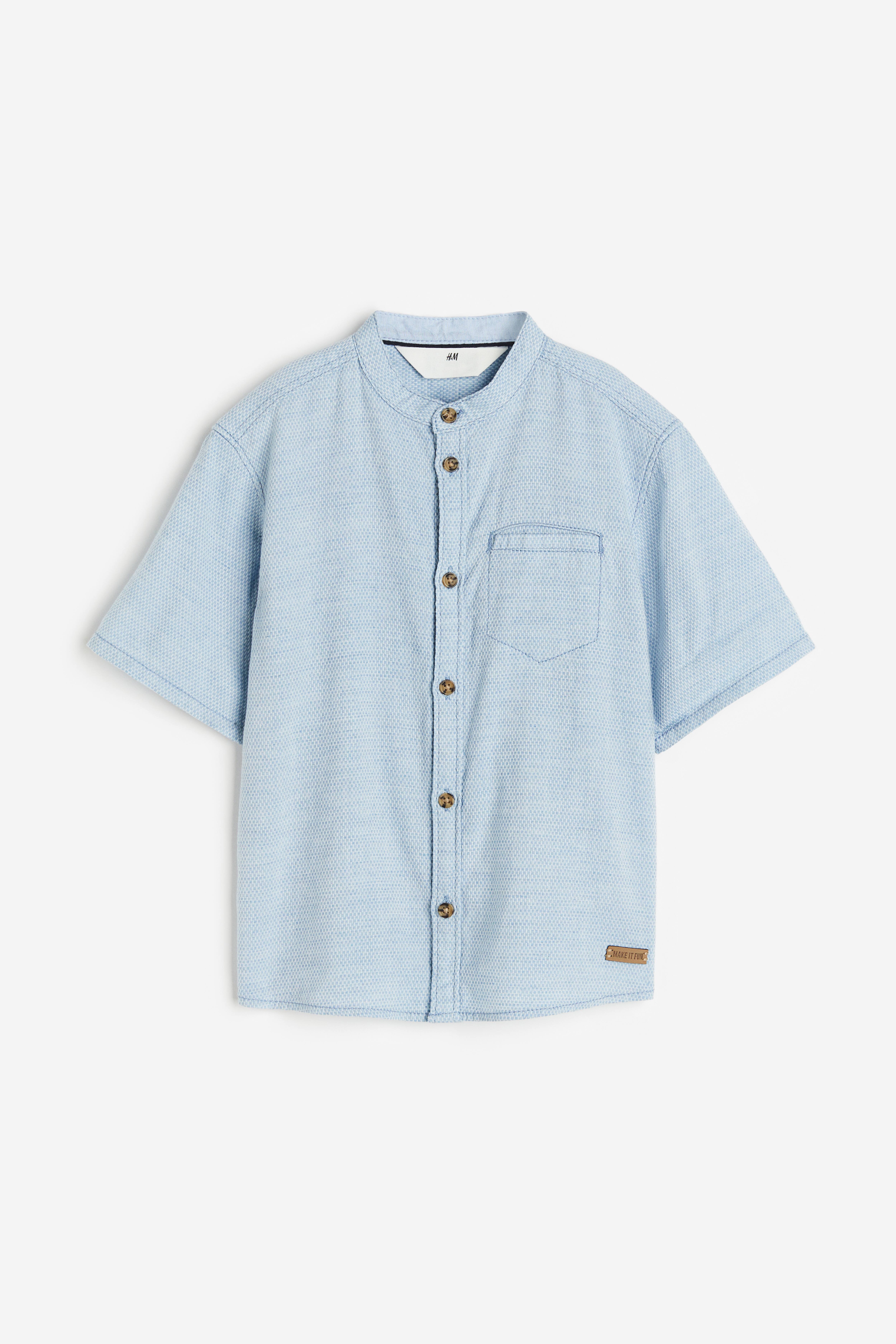 Linen blend Band Collar Shirt