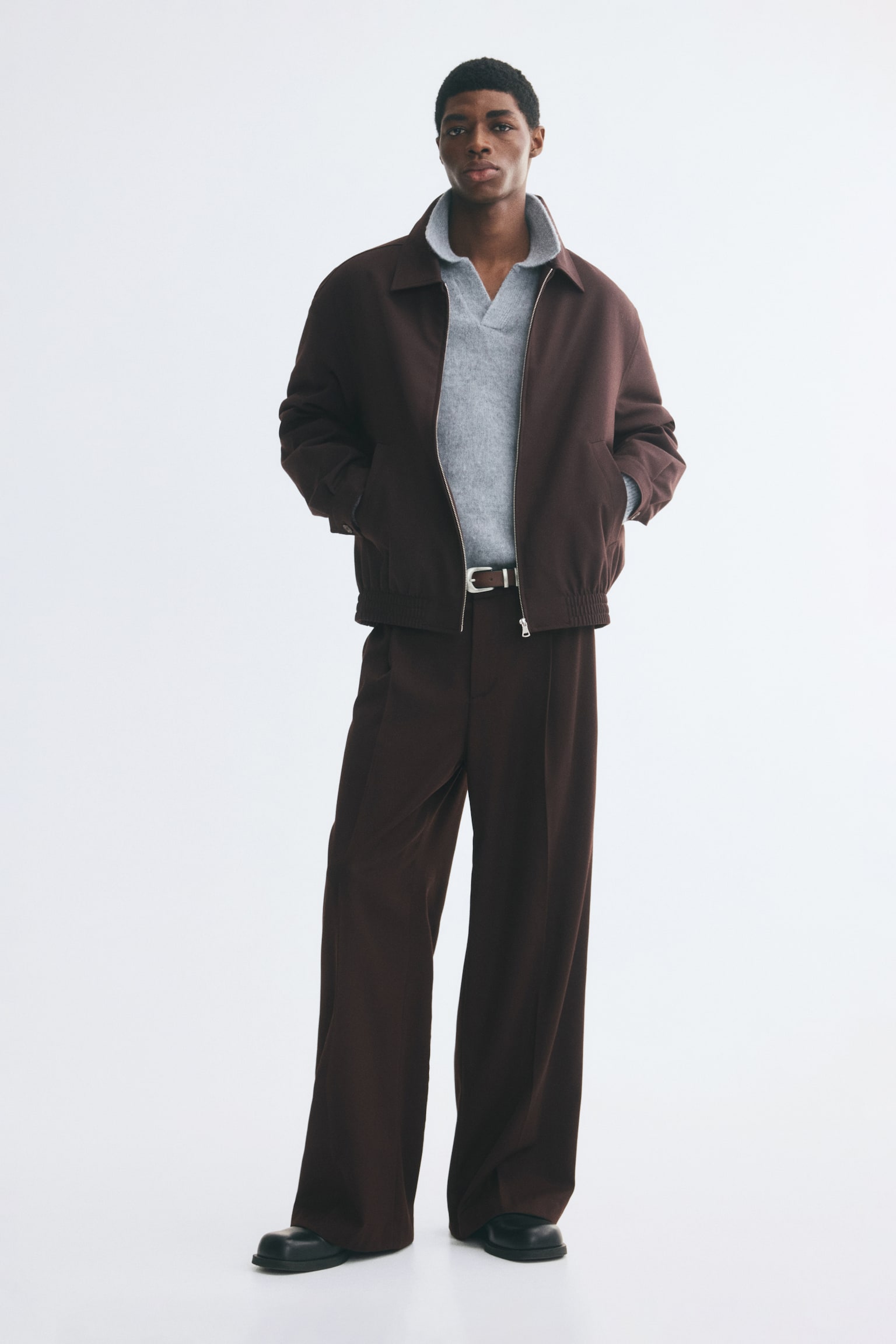 Мужская куртка H&M Jacket with Collar, цвет: Тёмный коричневый — фото 2