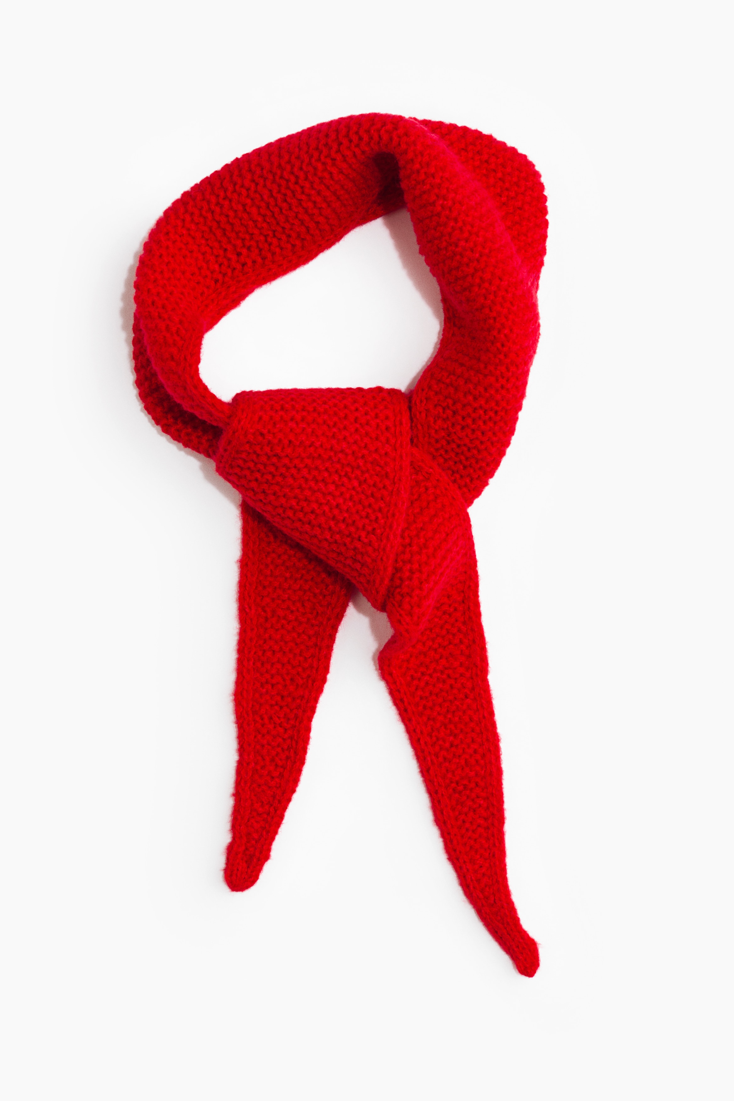 Garter-stitched scarf - Red/Cream/Dark grey marl/Light dusty blue/Grey marl