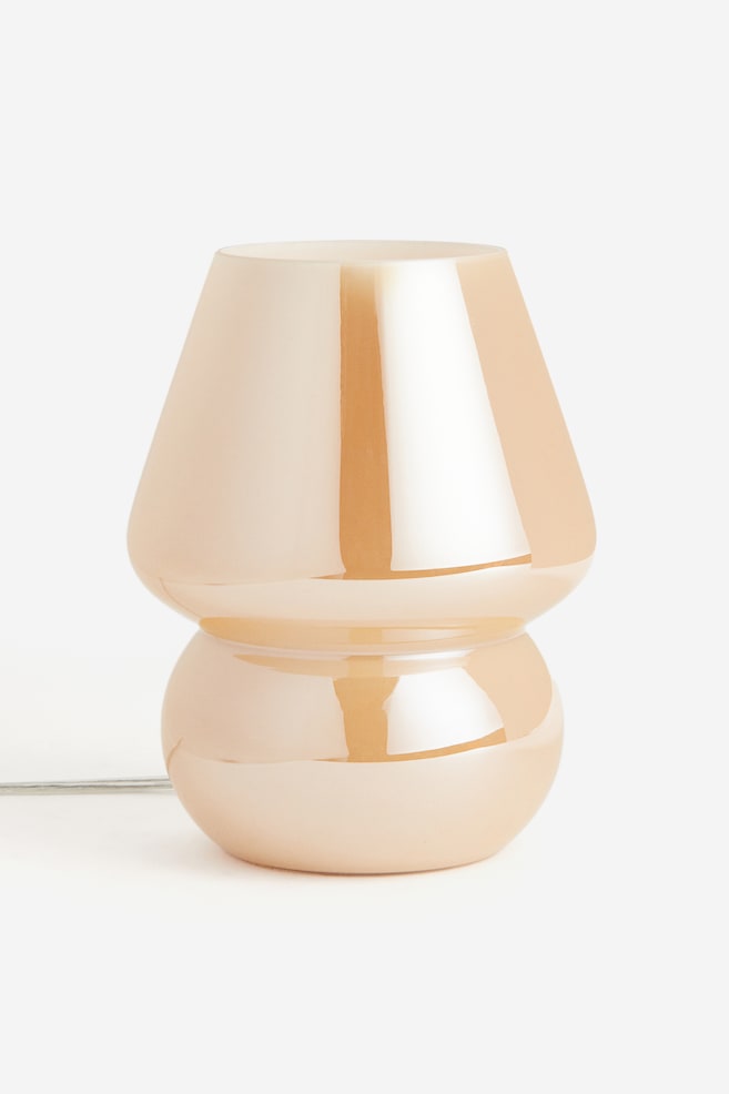 Lampe de table en verre - Beige rosé/Blanc - 1