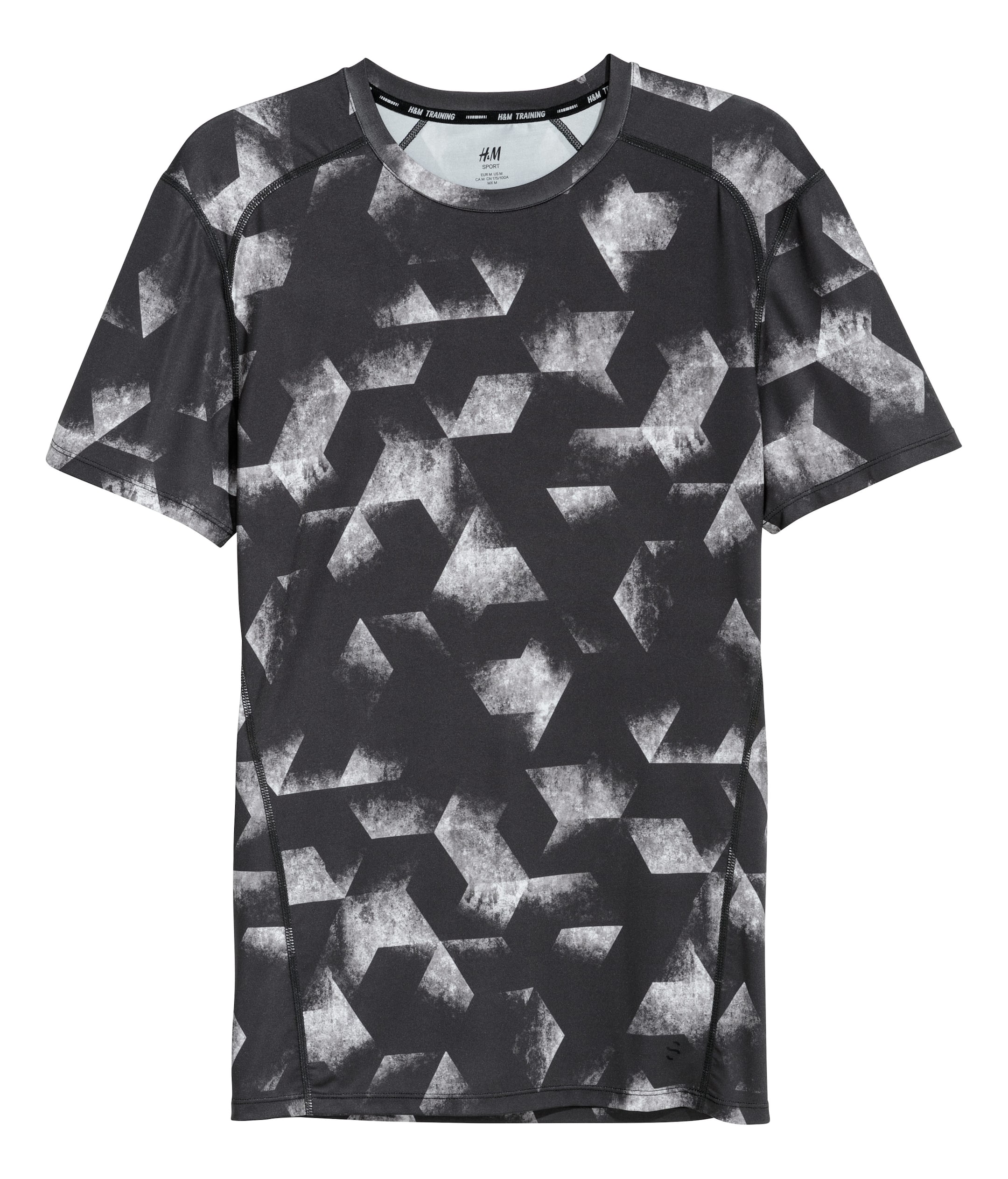 Näytä suurempi kuva: Lyhythihainen treenipusero - Tummanharmaa/Kuviollinen - MIEHET | H&M FI 1