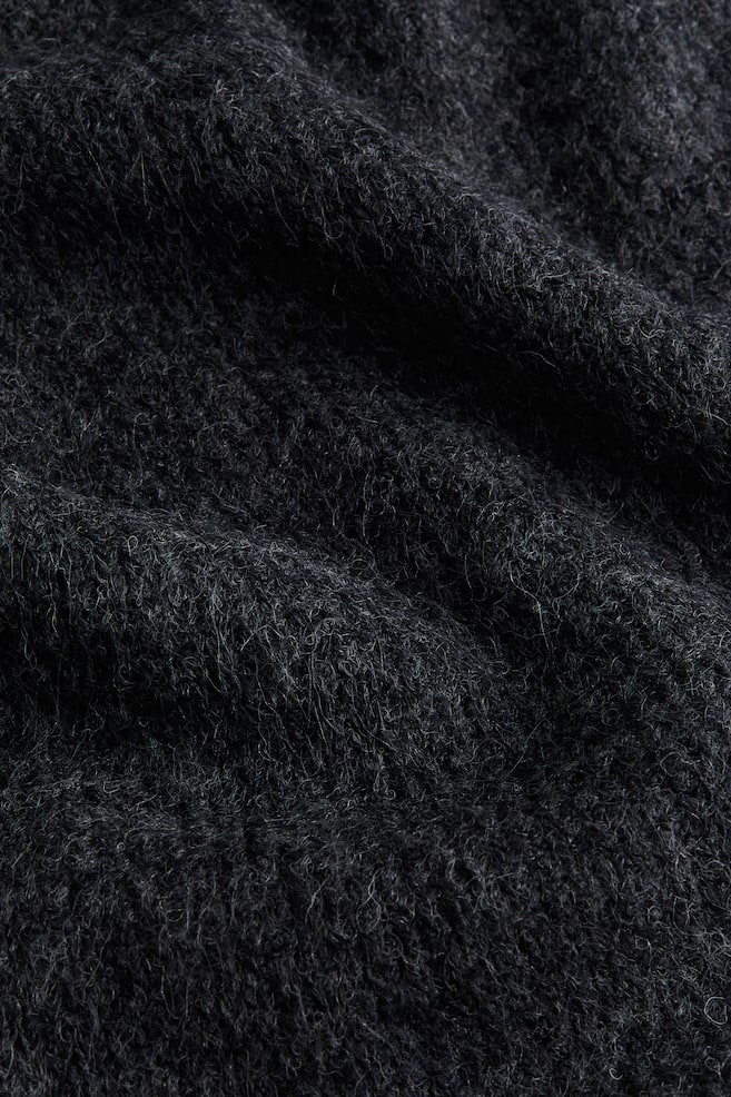 Rib-knit dress - Dark grey/Black/Cream striped - 4