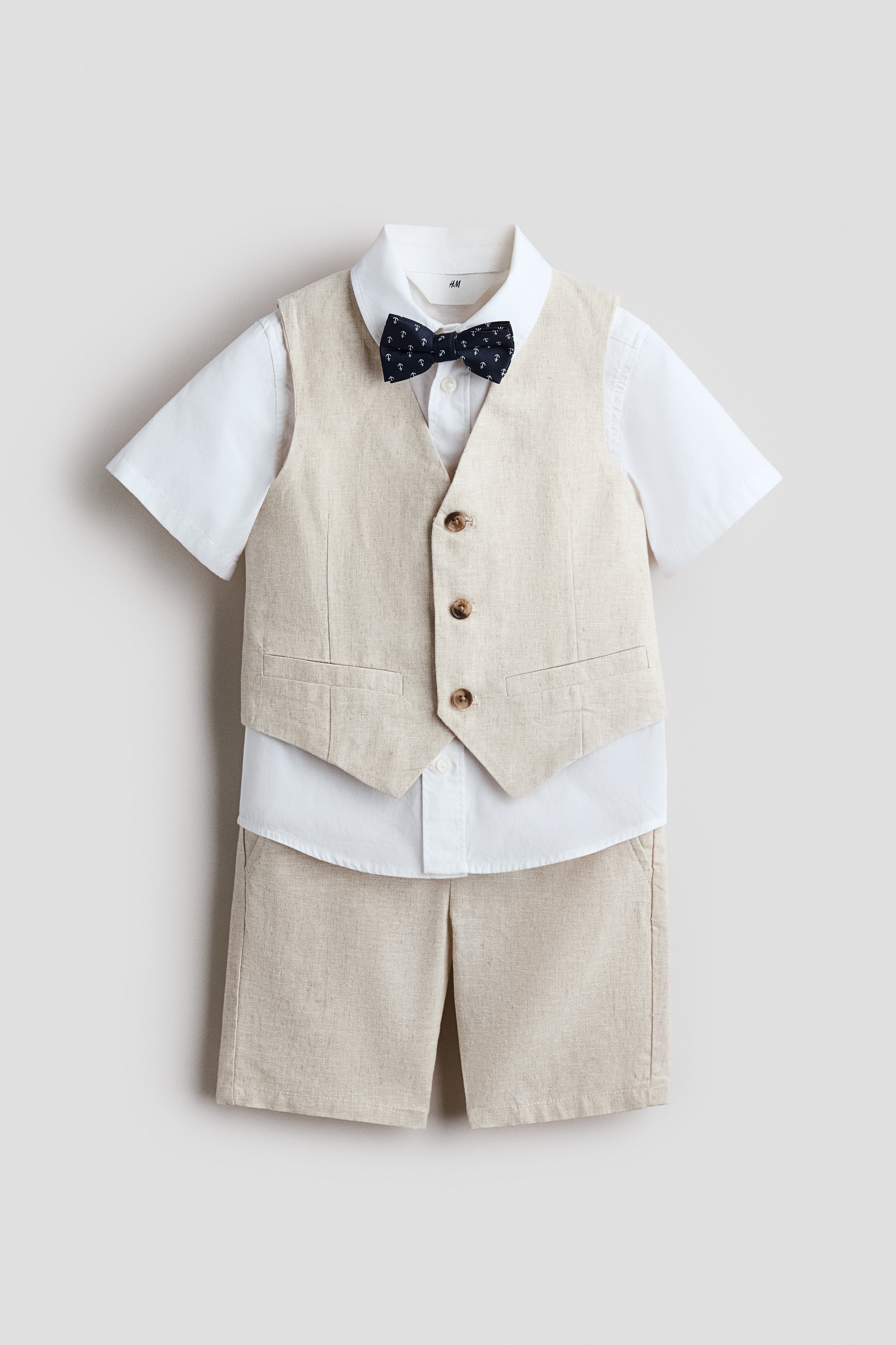 4-piece Dressy Set - Light beige/white/Light blue/striped/Light green/striped