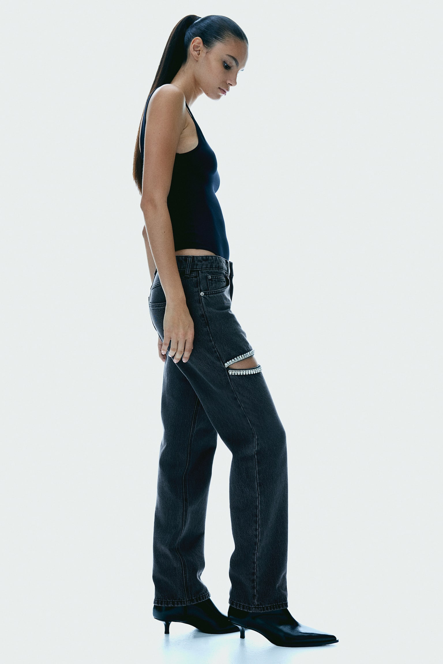 Wide Regular Jeans - Black - 4