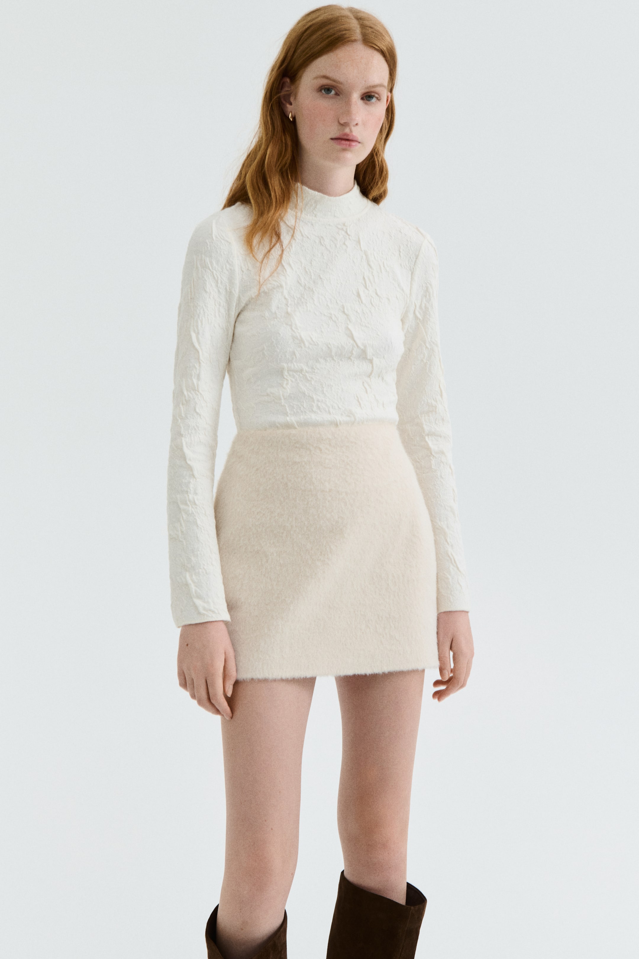 View larger image: Cut-out jacquard jersey top - White - Ladies | H&M US 2