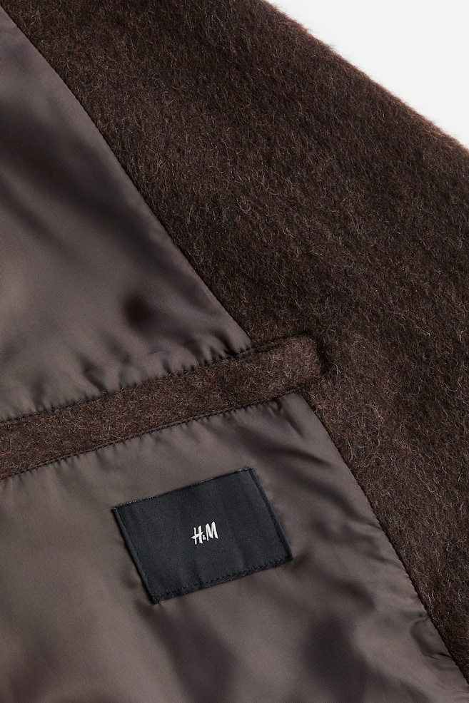 Dobbeltradet frakke i uldblanding - Mørkebrun - 5
