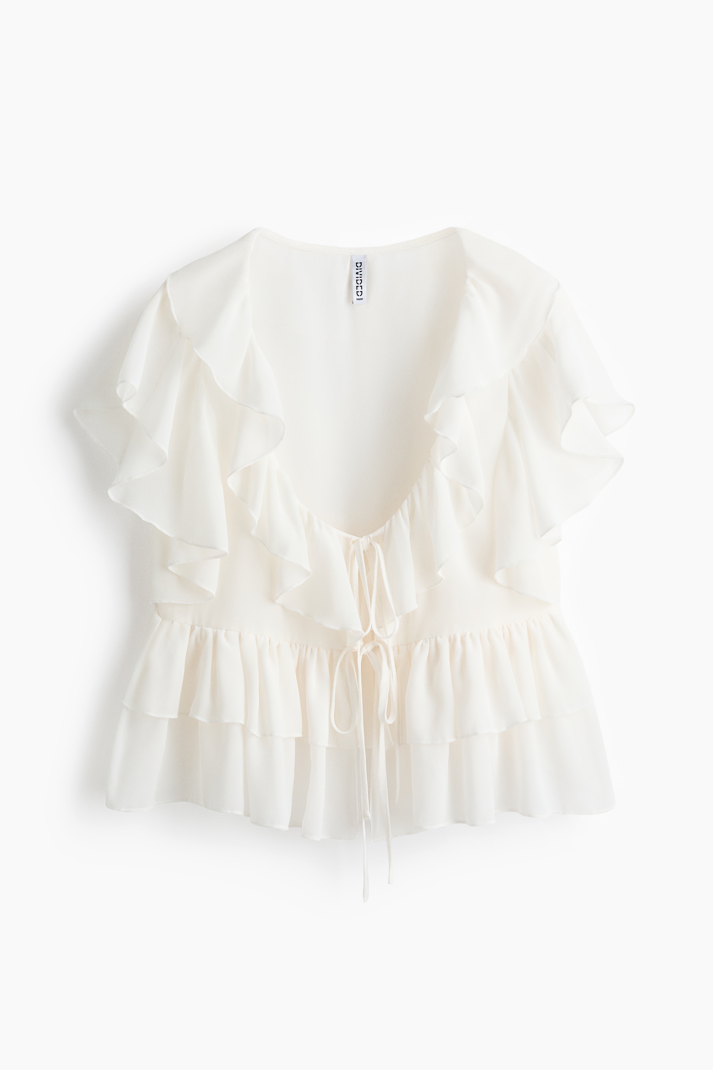 Blusa con olanes al frente - Crema/Rosa claro/Floreado/Azul claro