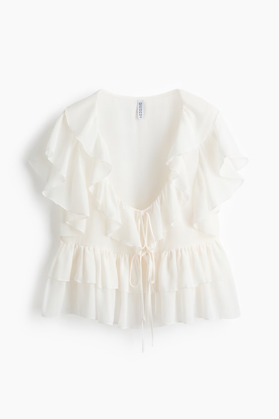 Женские блузки H&M Flounced Tie-Front Blouse