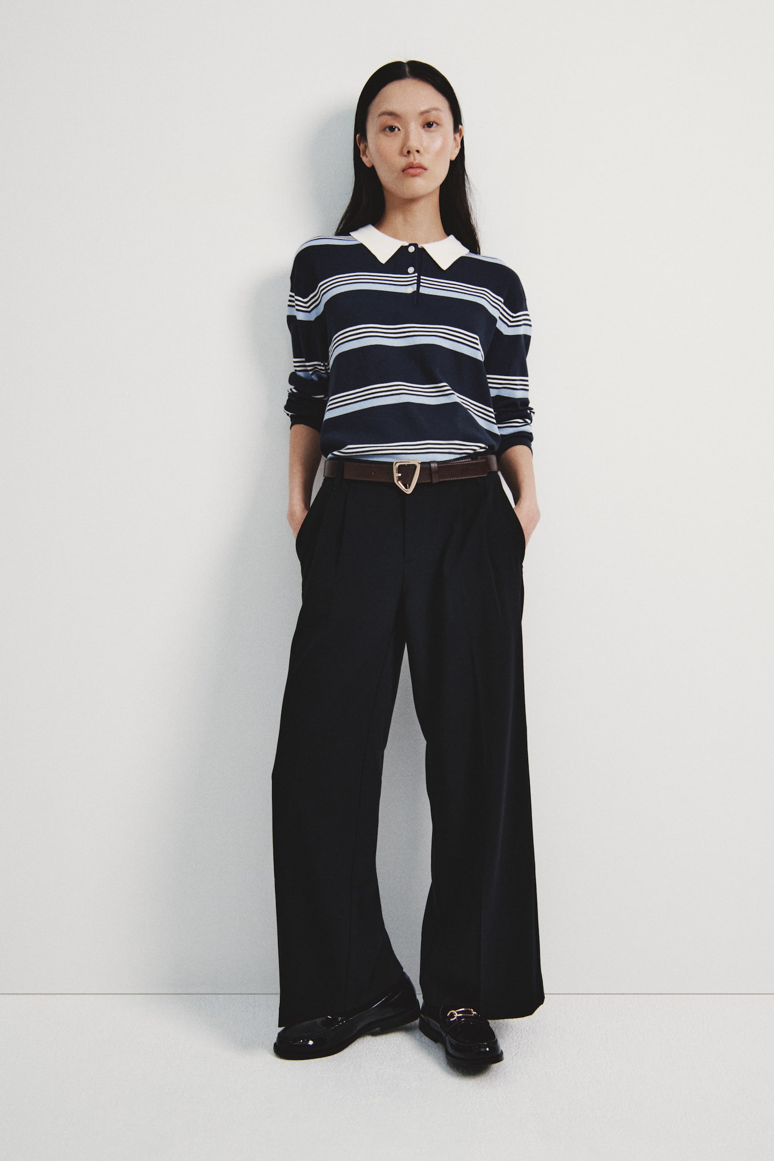 ファインニットポロシャツ - ネイビーブルー／ボーダー/ライトイエロー／ボーダー - 4