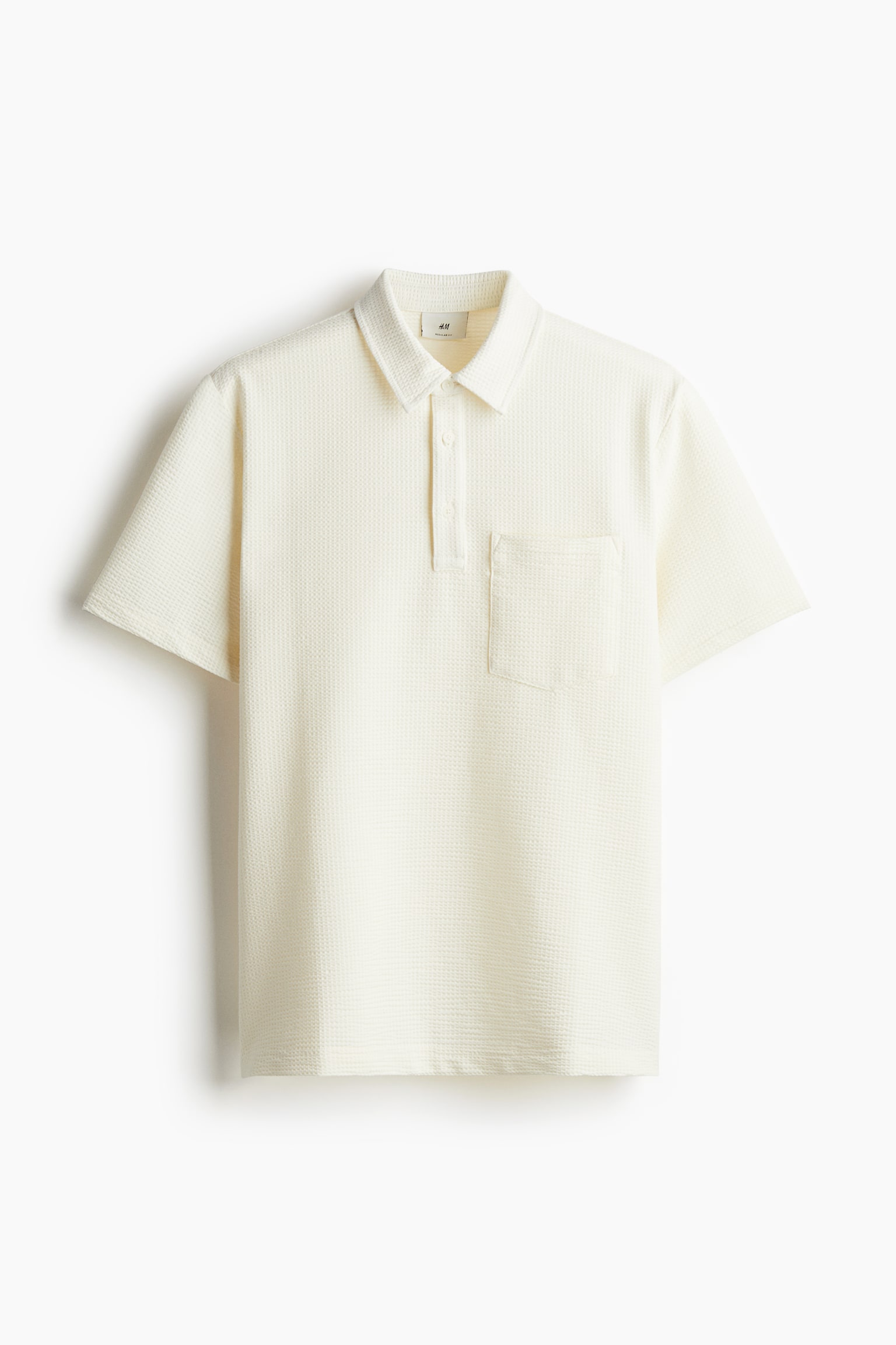 Regular Fit Waffled polo shirt - Cream/Khaki green/Navy blue - 2