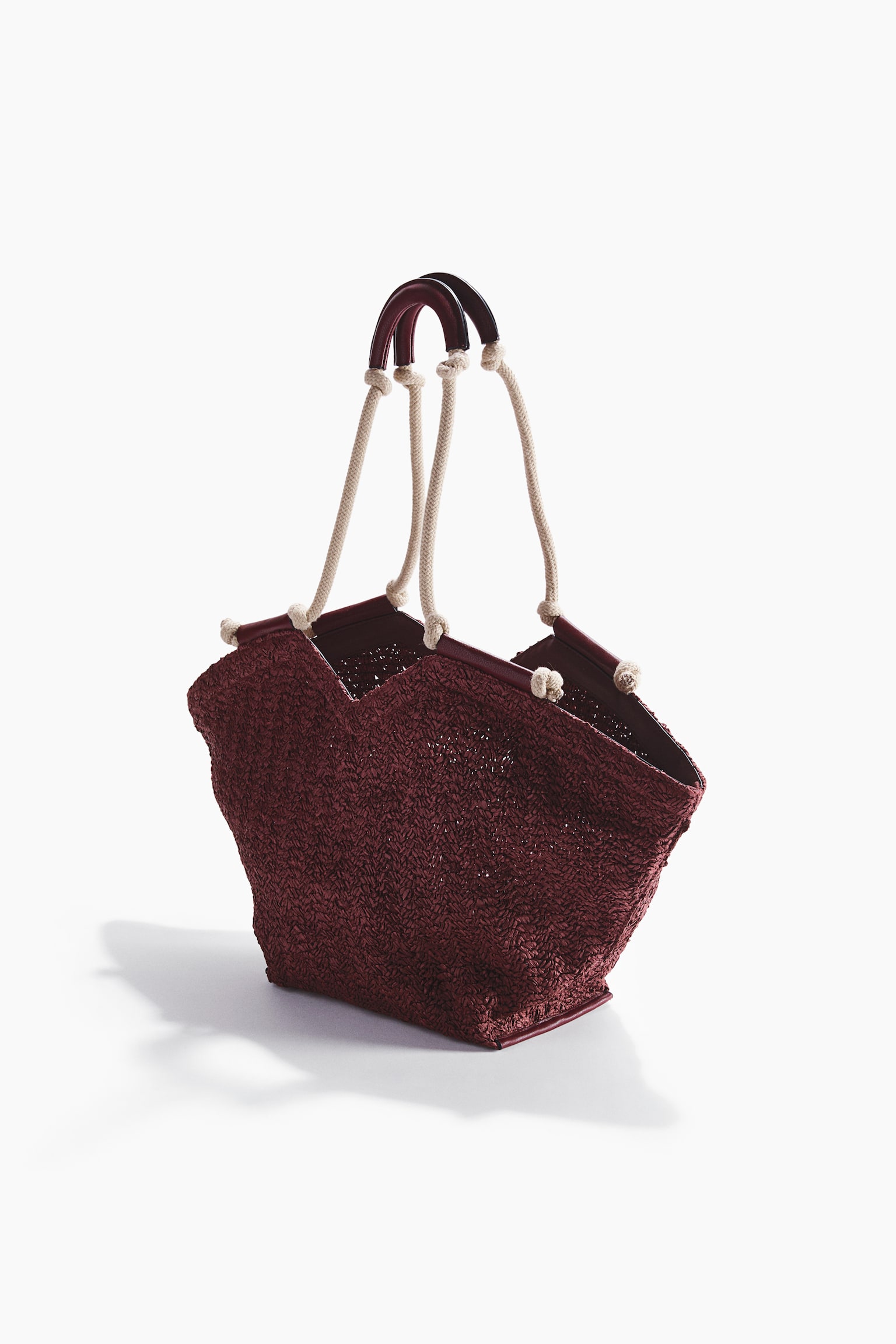 Cord-detail straw tote bag - 2