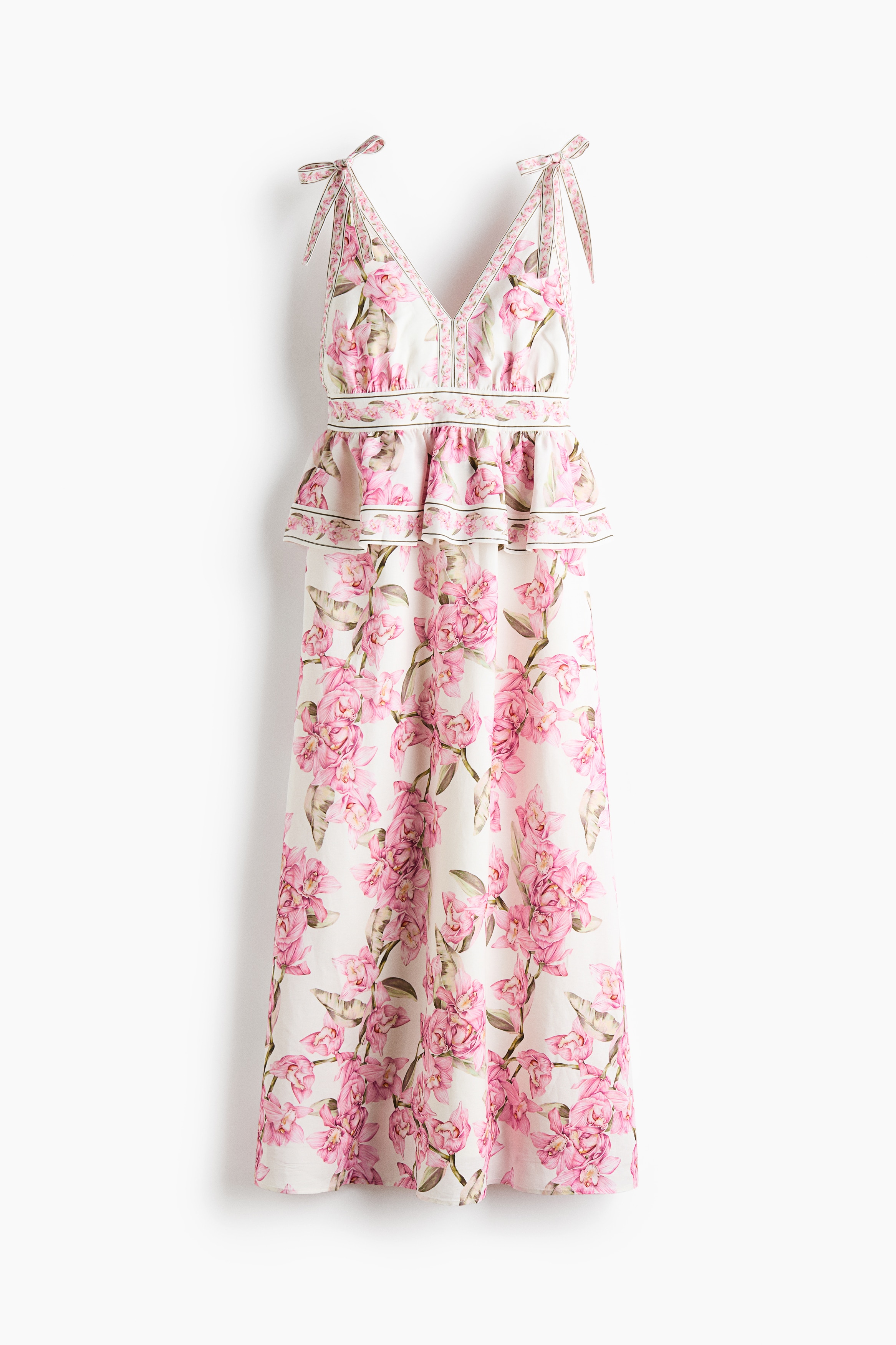 MAMA Linen-Blend Nursing Dress - Cream/floral