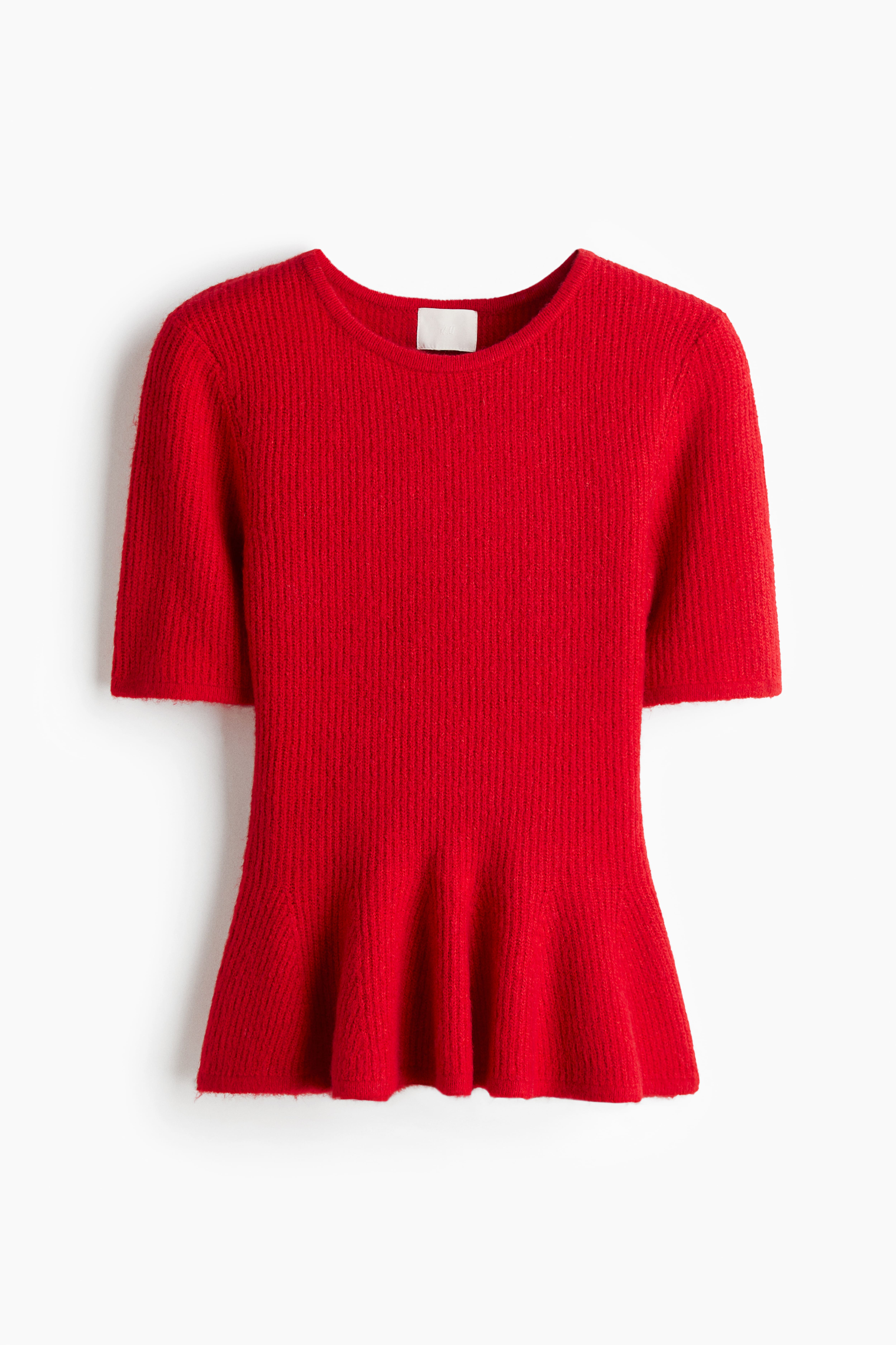 Rib-Knit Peplum Top