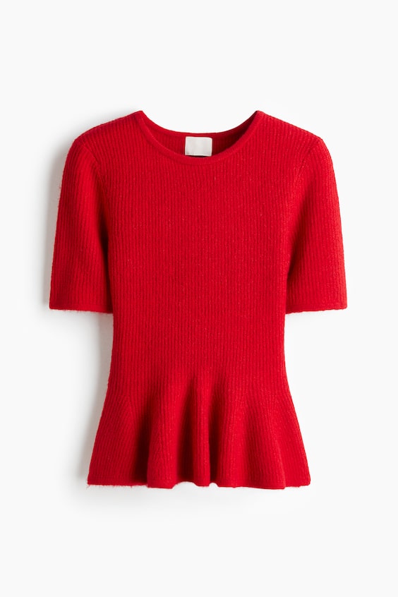 Женские топы H&M Rib-Knit Peplum Top