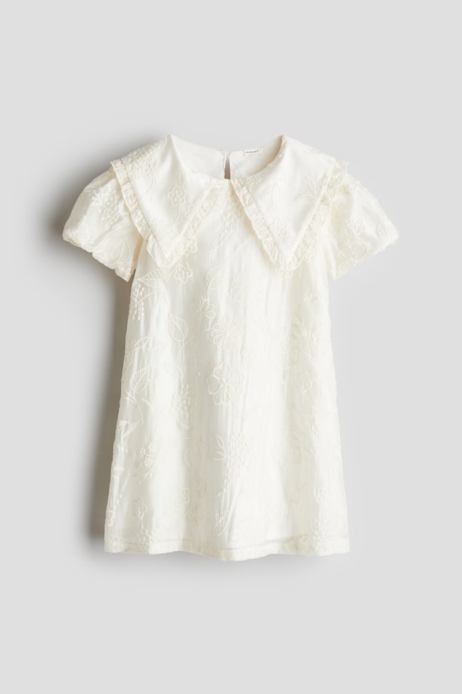 Embroidered Dress - Cream - 1