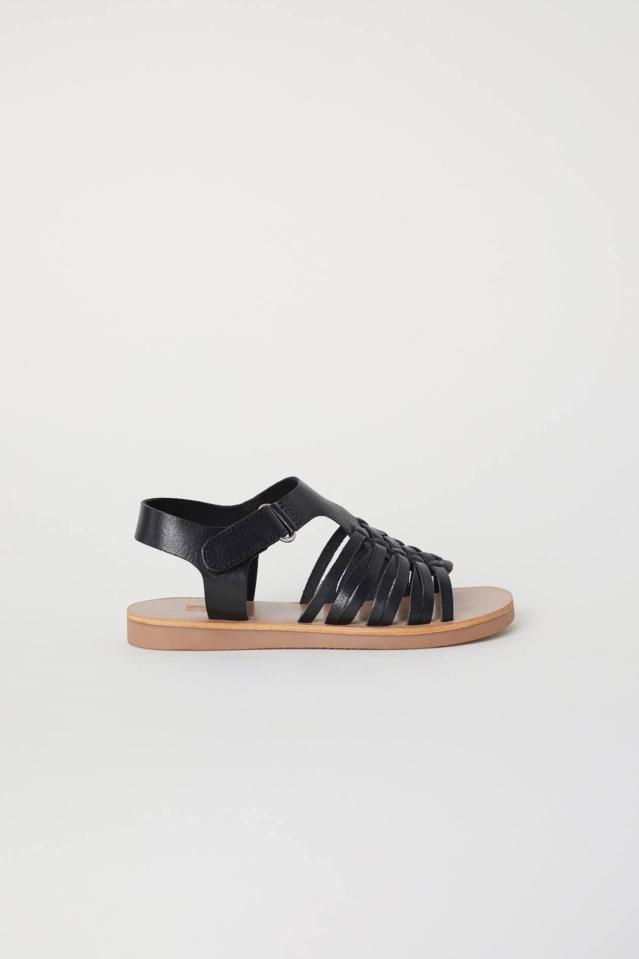 Leather sandals - No heel - Black - Kids | H&M GB