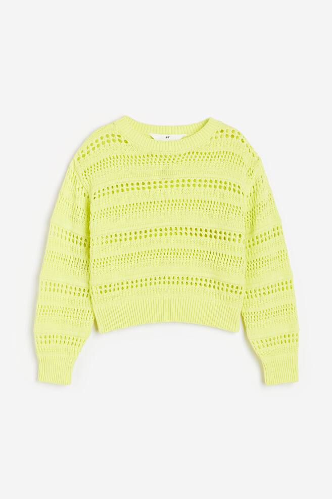 Crochet-look jumper - Bright yellow/Bright pink/White/Khaki green