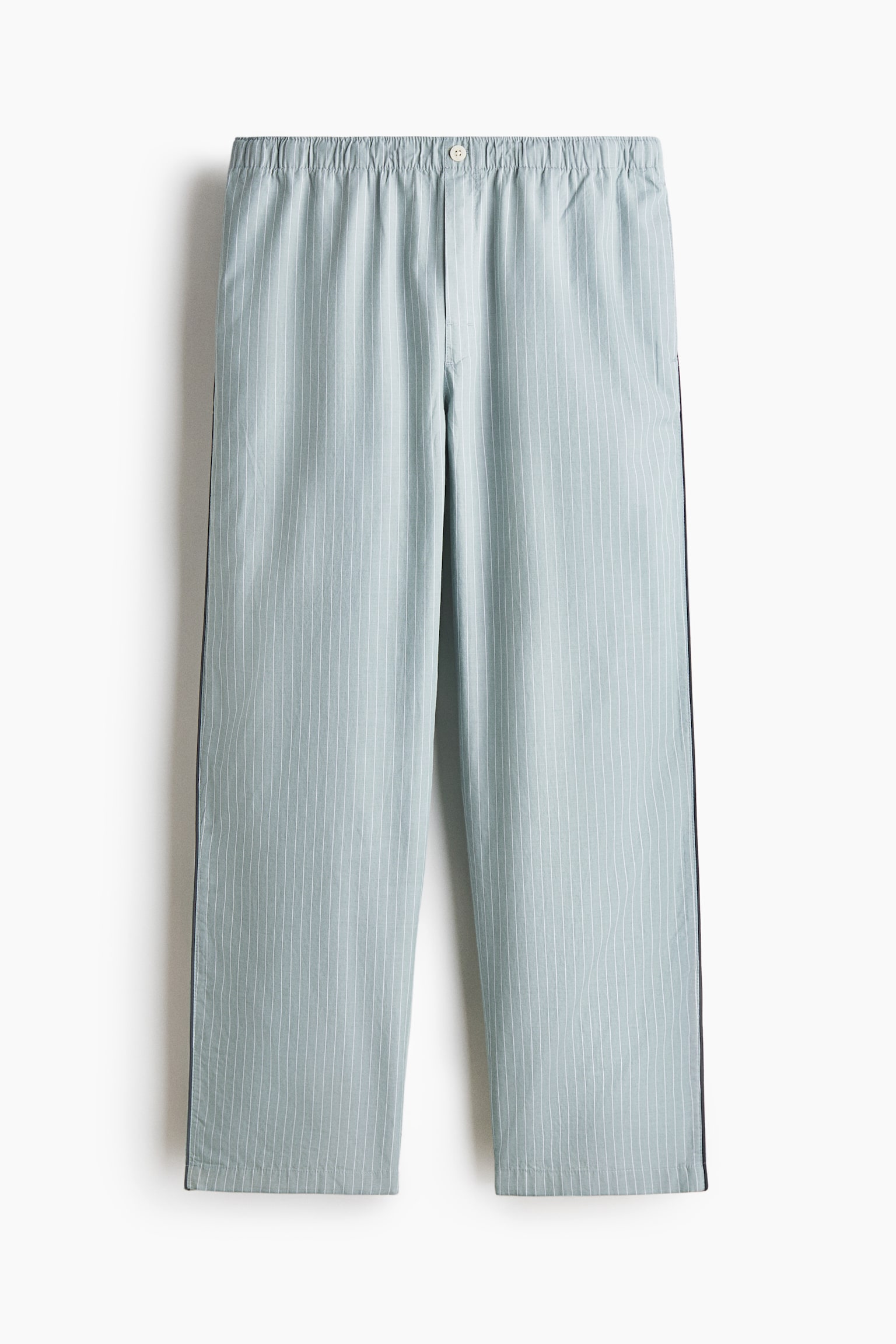 Cotton pyjama shirt and bottoms - Light dusty blue/Striped/Navy blue - 3
