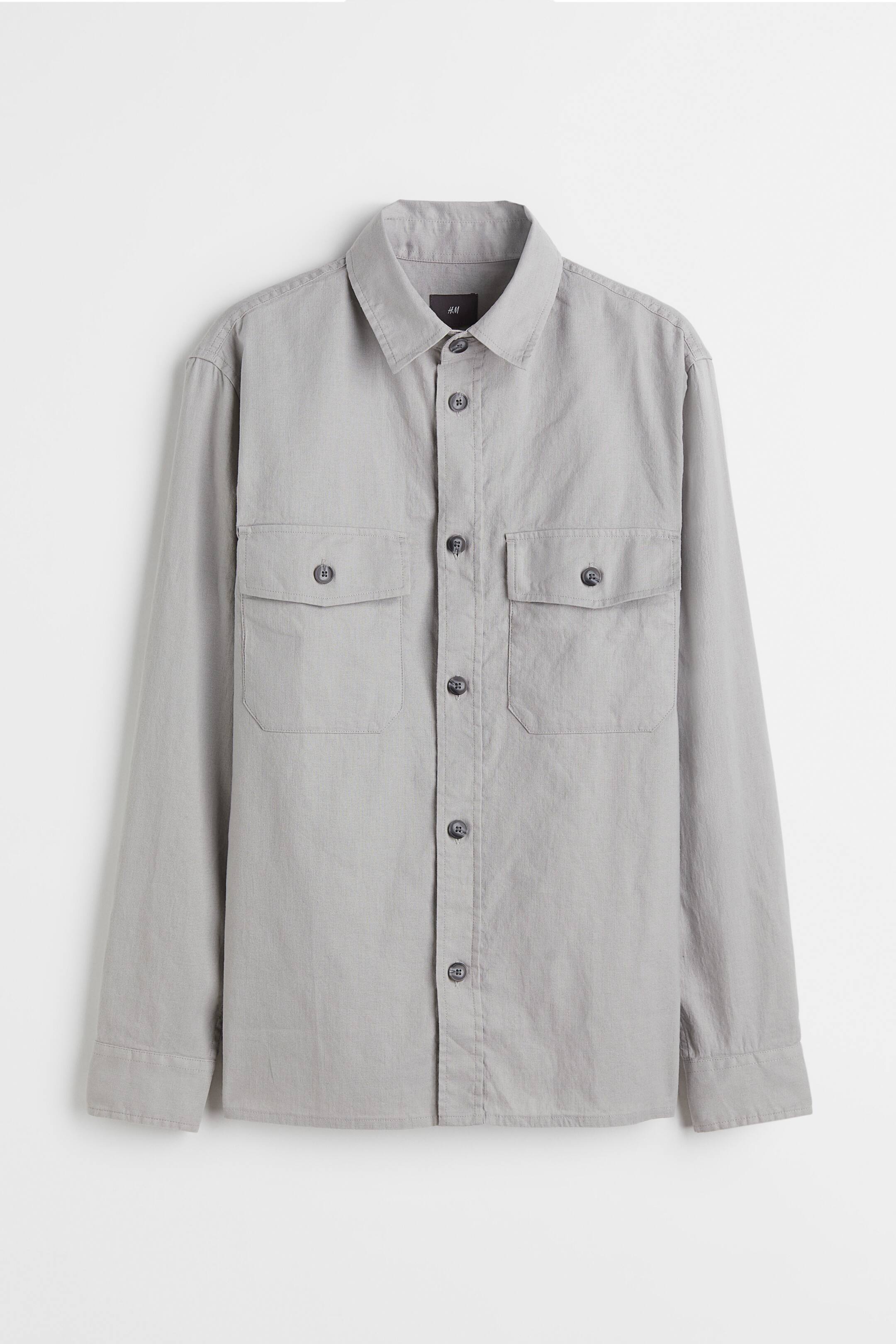 View larger image: Regular Fit Linen-blend overshirt - Light grey - Men | H&M 1