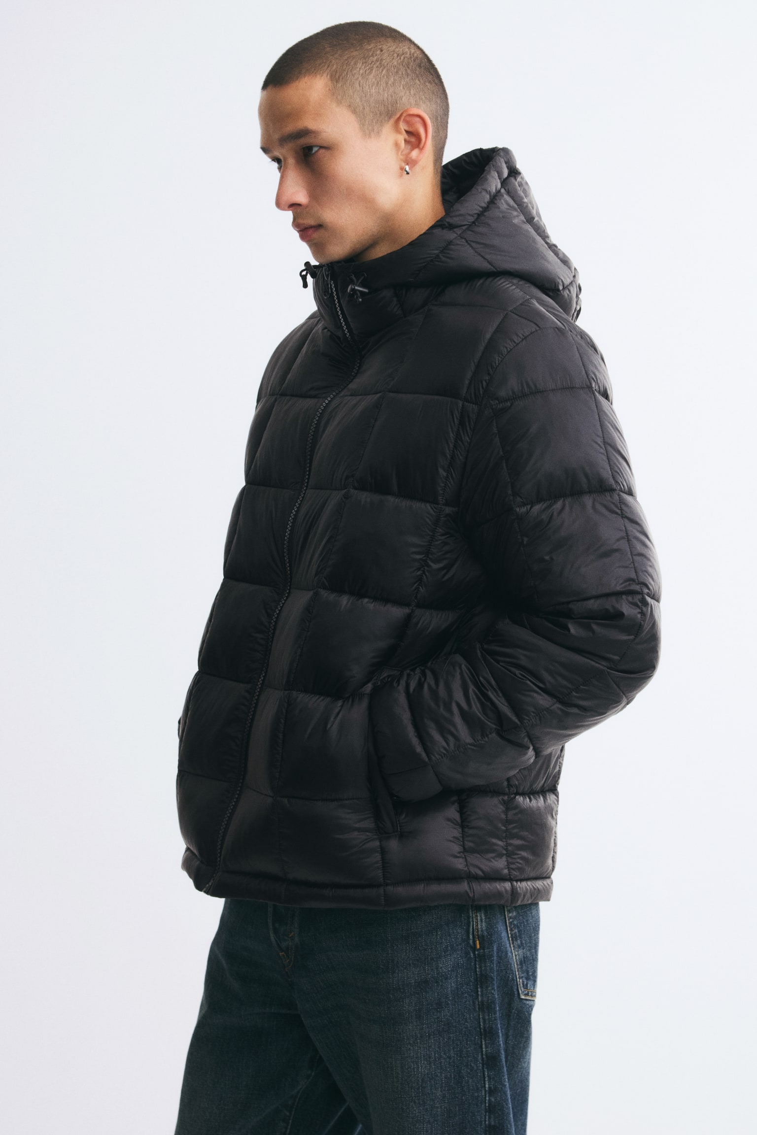 Мужская куртка H&M Lightweight Puffer, цвет: Чёрный — фото 5