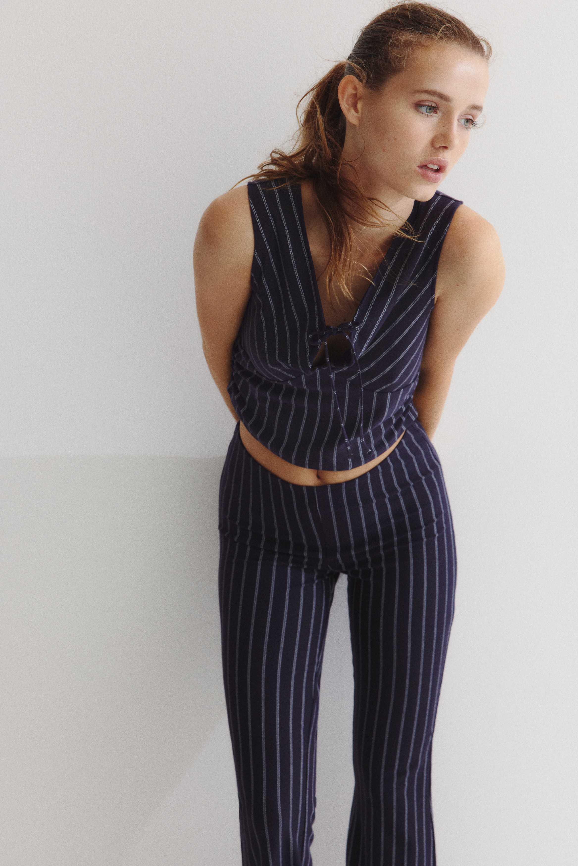 Flared jersey trousers