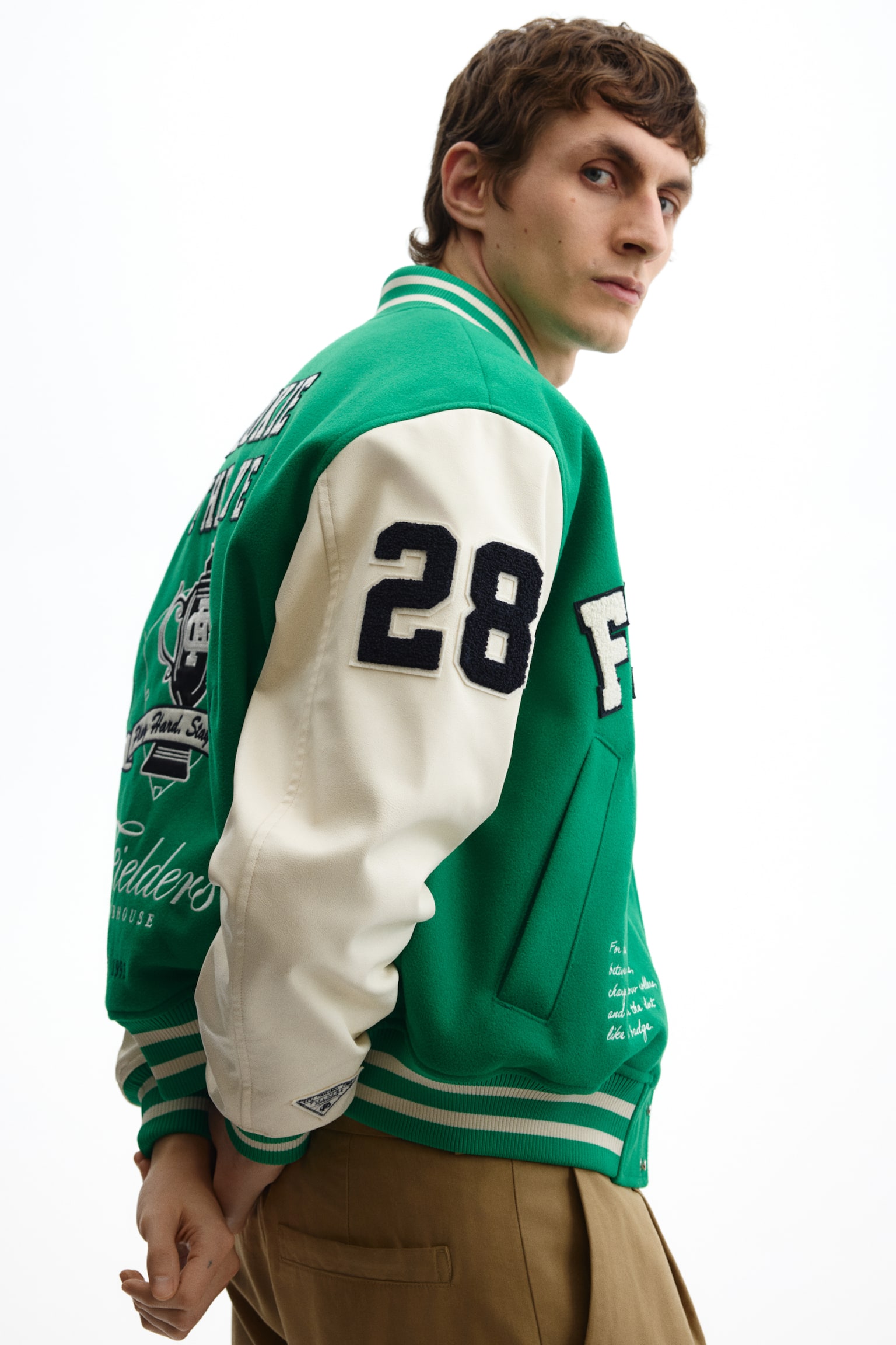 Motif-detail baseball jacket - Green/Rookie Of The Year/Black/Fielders Clubhouse - 6