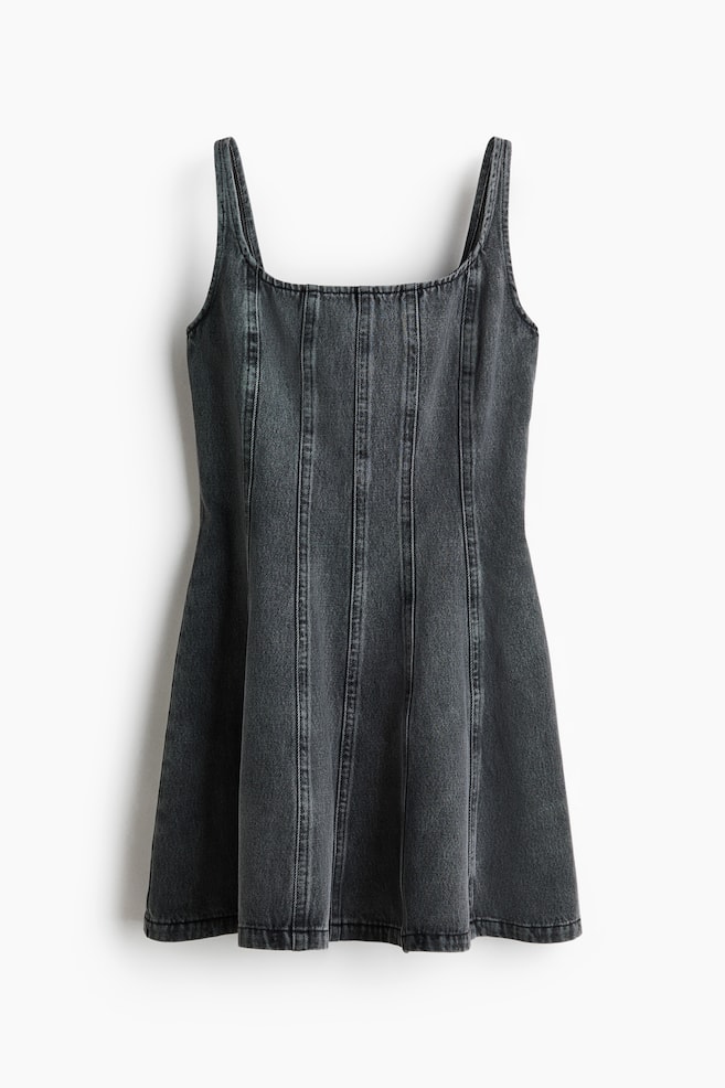Vestido denim con falda acampanada - Gris denim - 1